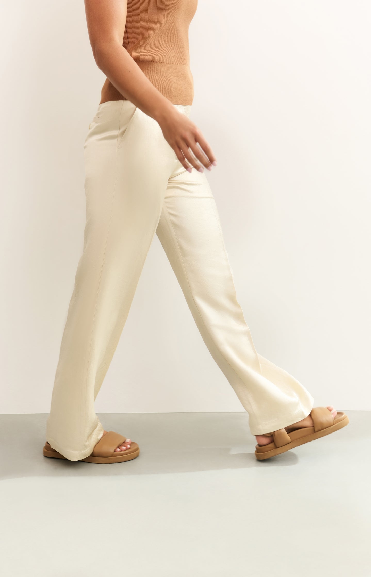 Satin wide-leg trousers with loose fit - Type: lookbook