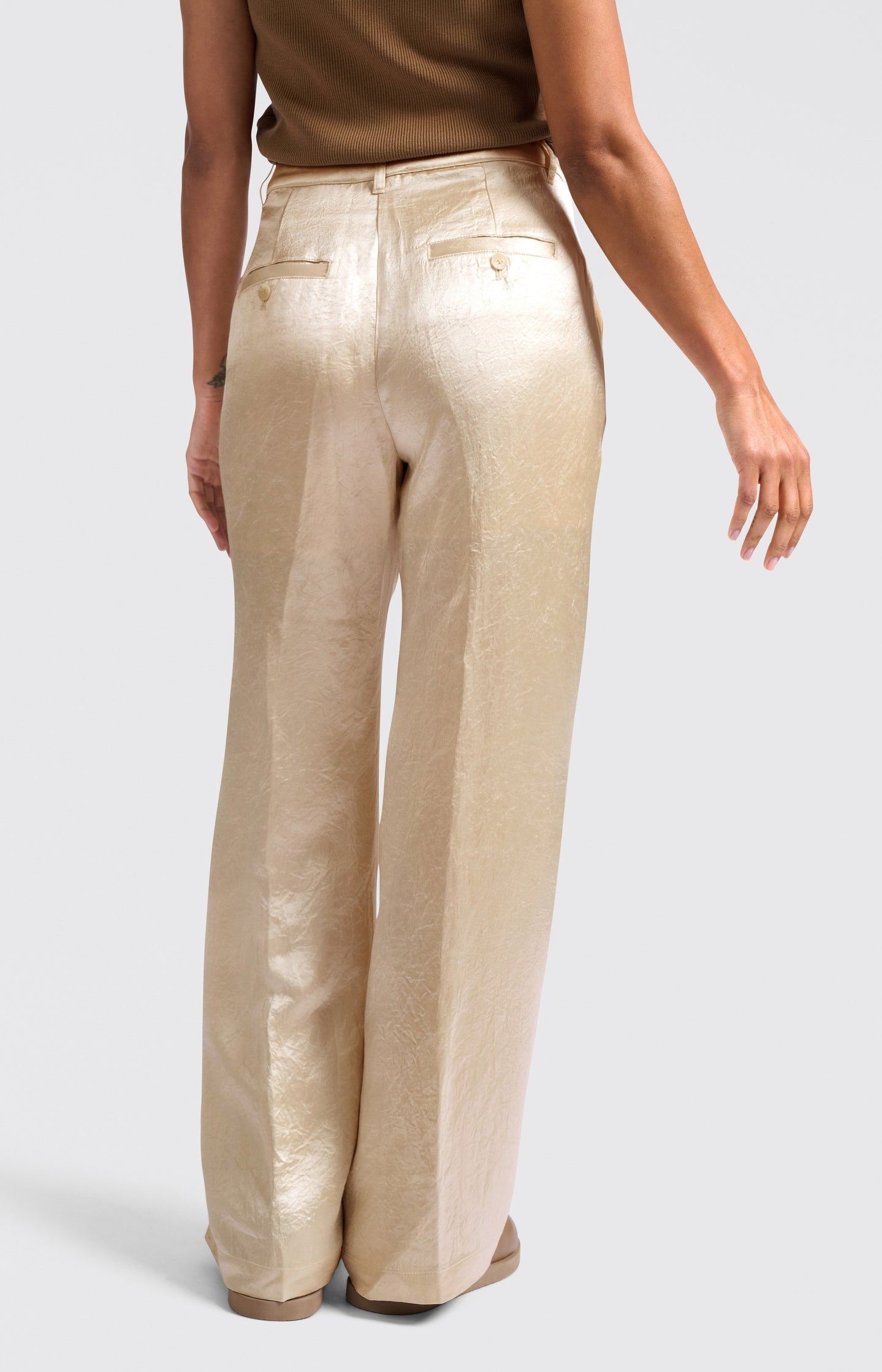 Satin wide-leg trousers with loose fit