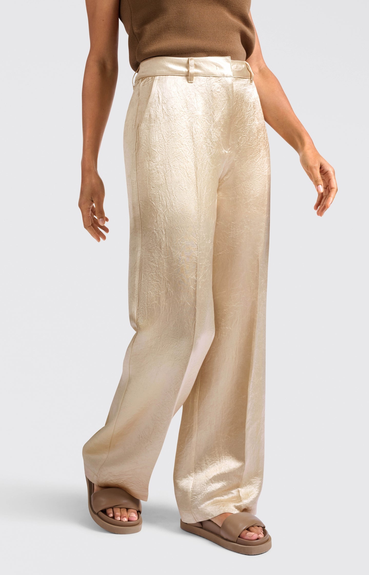 Satin wide-leg trousers with loose fit