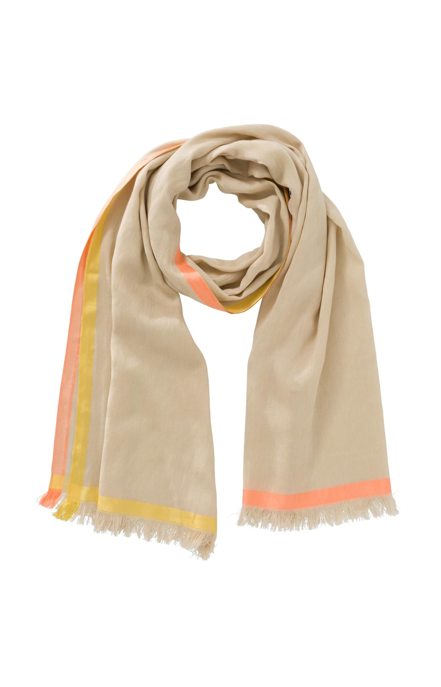 Scarf with colored stripes and frayed edges - Summer Sand Dessin - Type: product