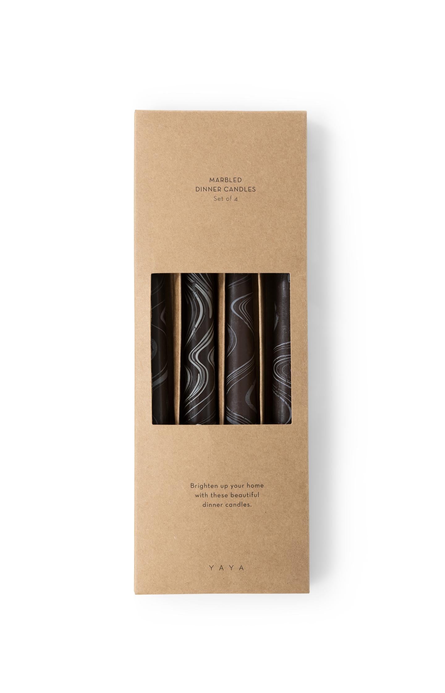 Set of 4 marble-print dinner candles - Type: product
