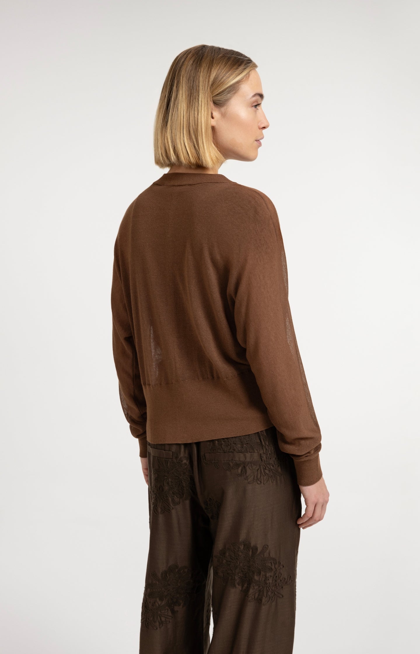Sheer cardigan with batwing sleeves and tank top