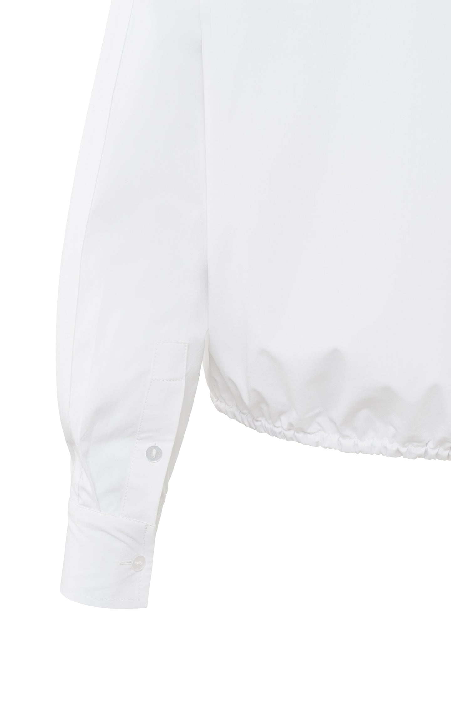 Short blouse with long sleeves, buttons and waist cord