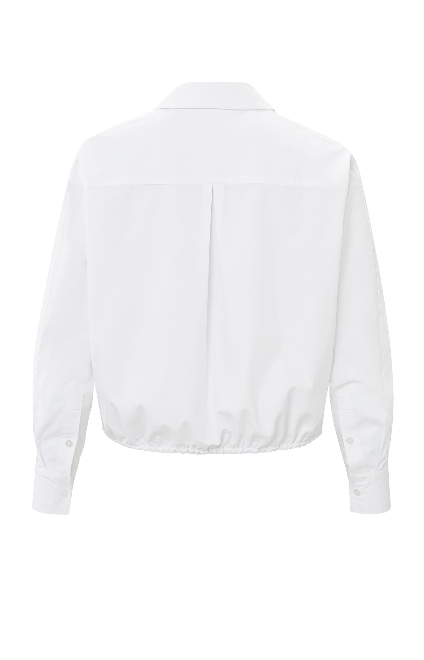 Short blouse with long sleeves, buttons and waist cord