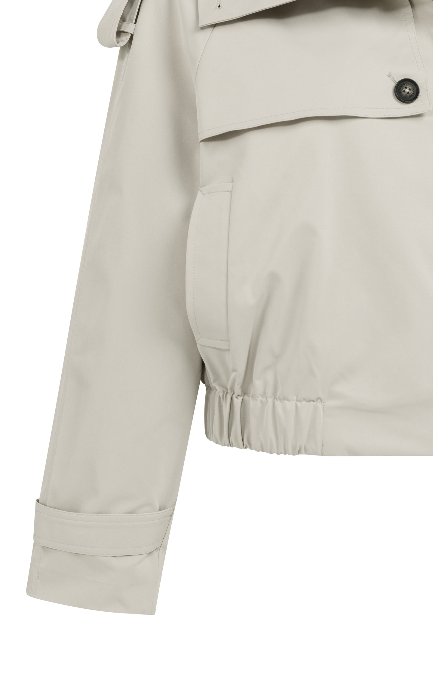 Short bomber jacket with trench details