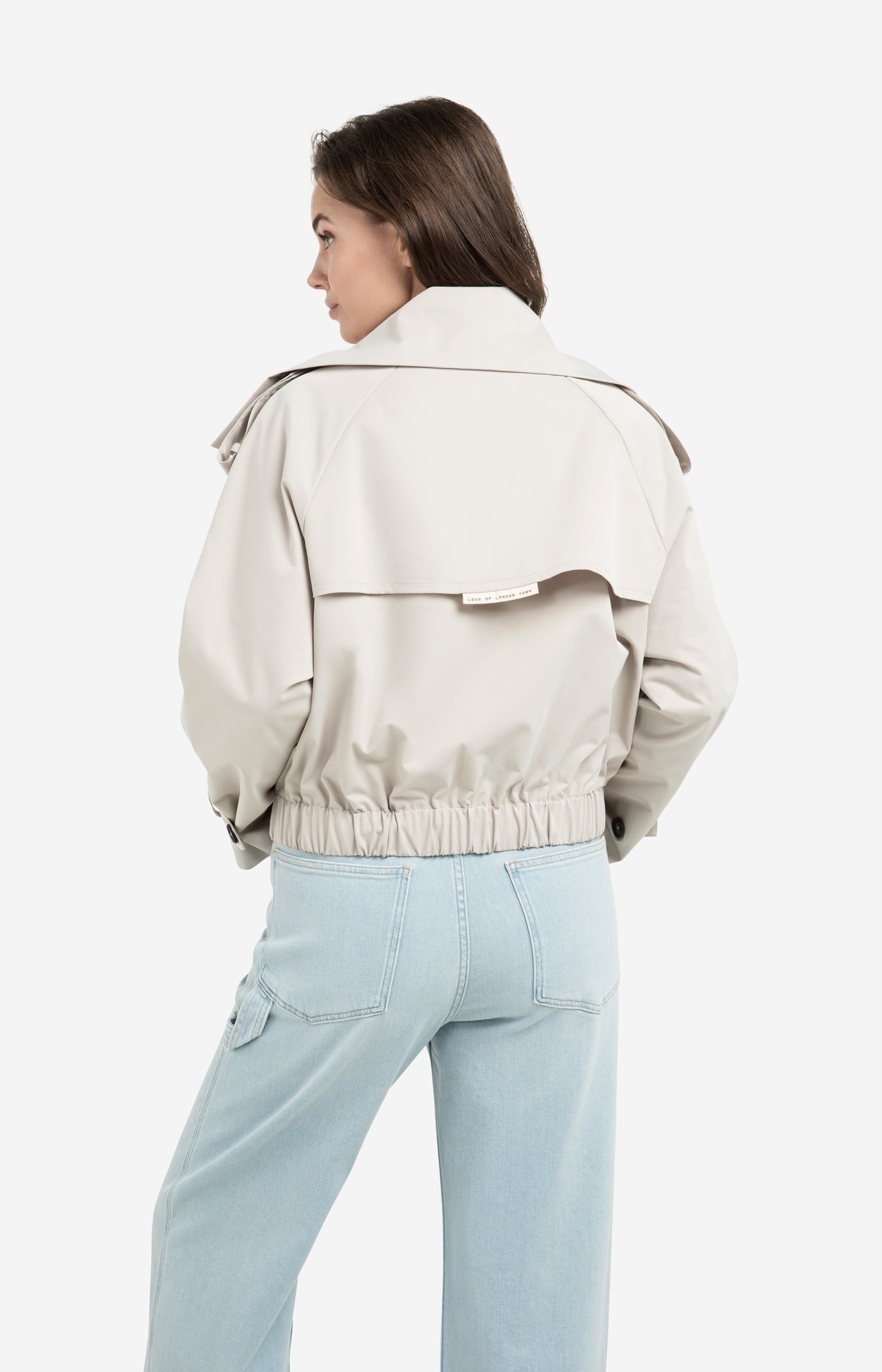 Short bomber jacket with trench details