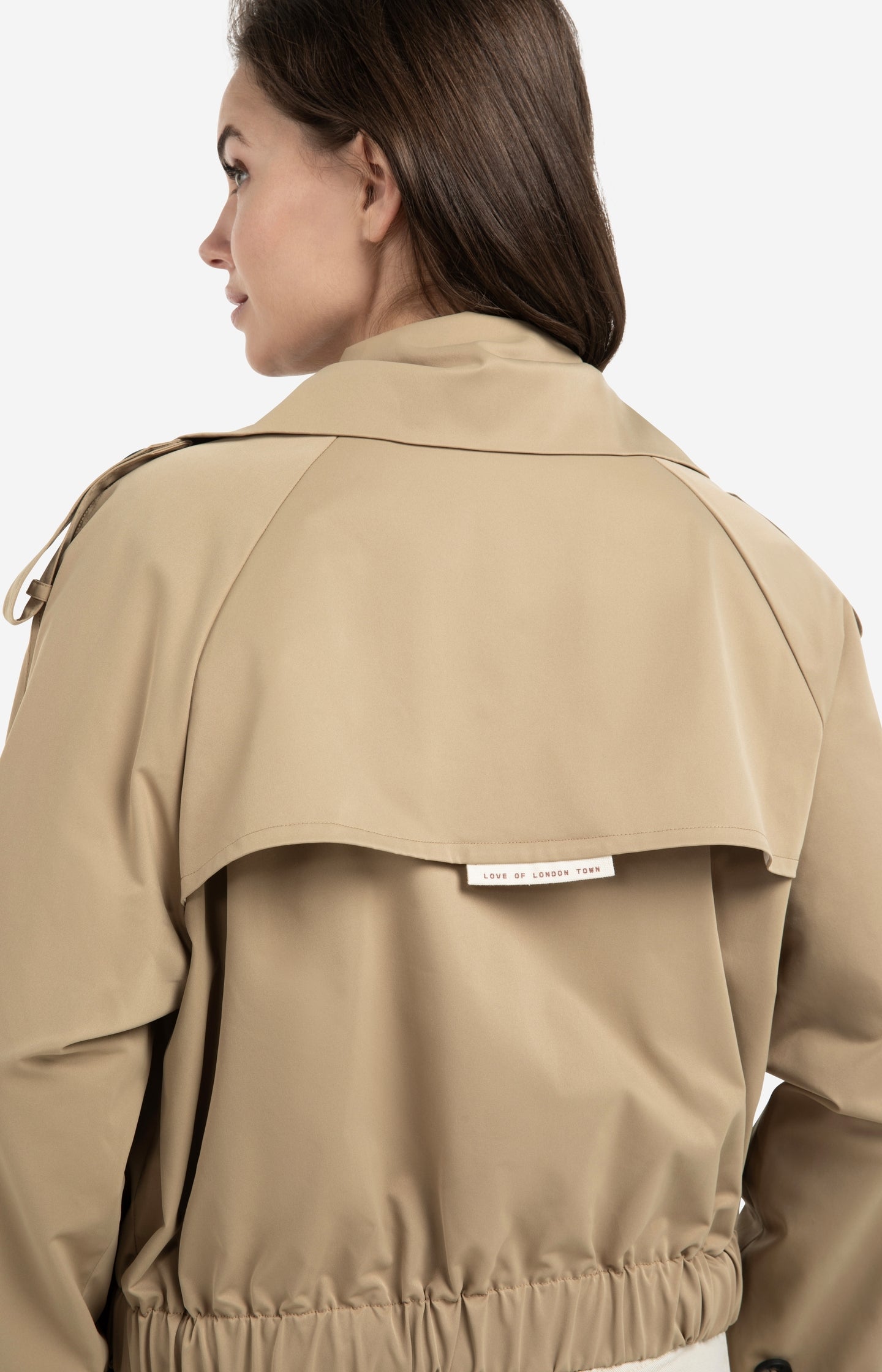 Short bomber jacket with trench details