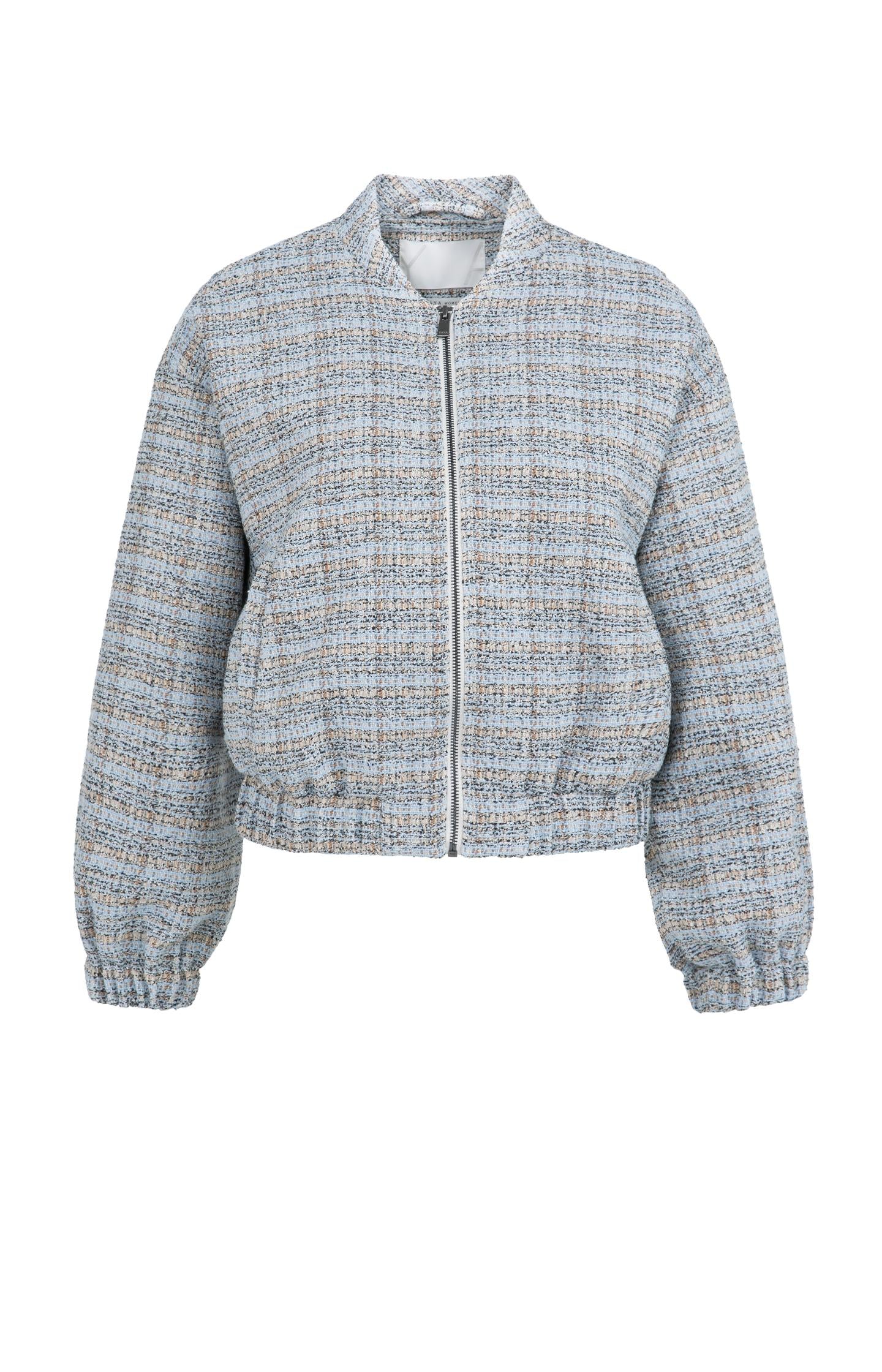 Short bouclé jacket with elasticated cuffs and hem - Type: product