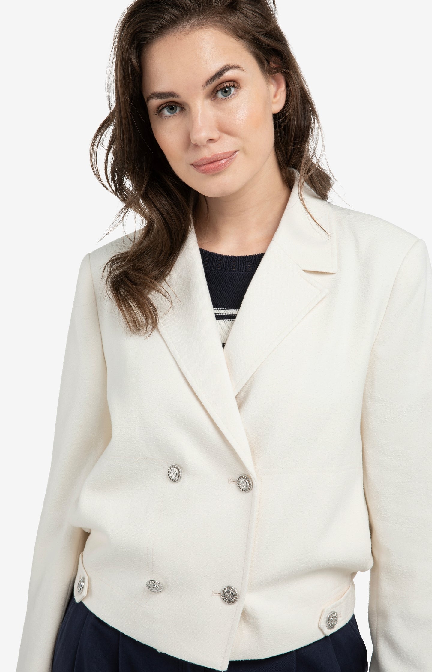 Short double-breasted blazer jacket