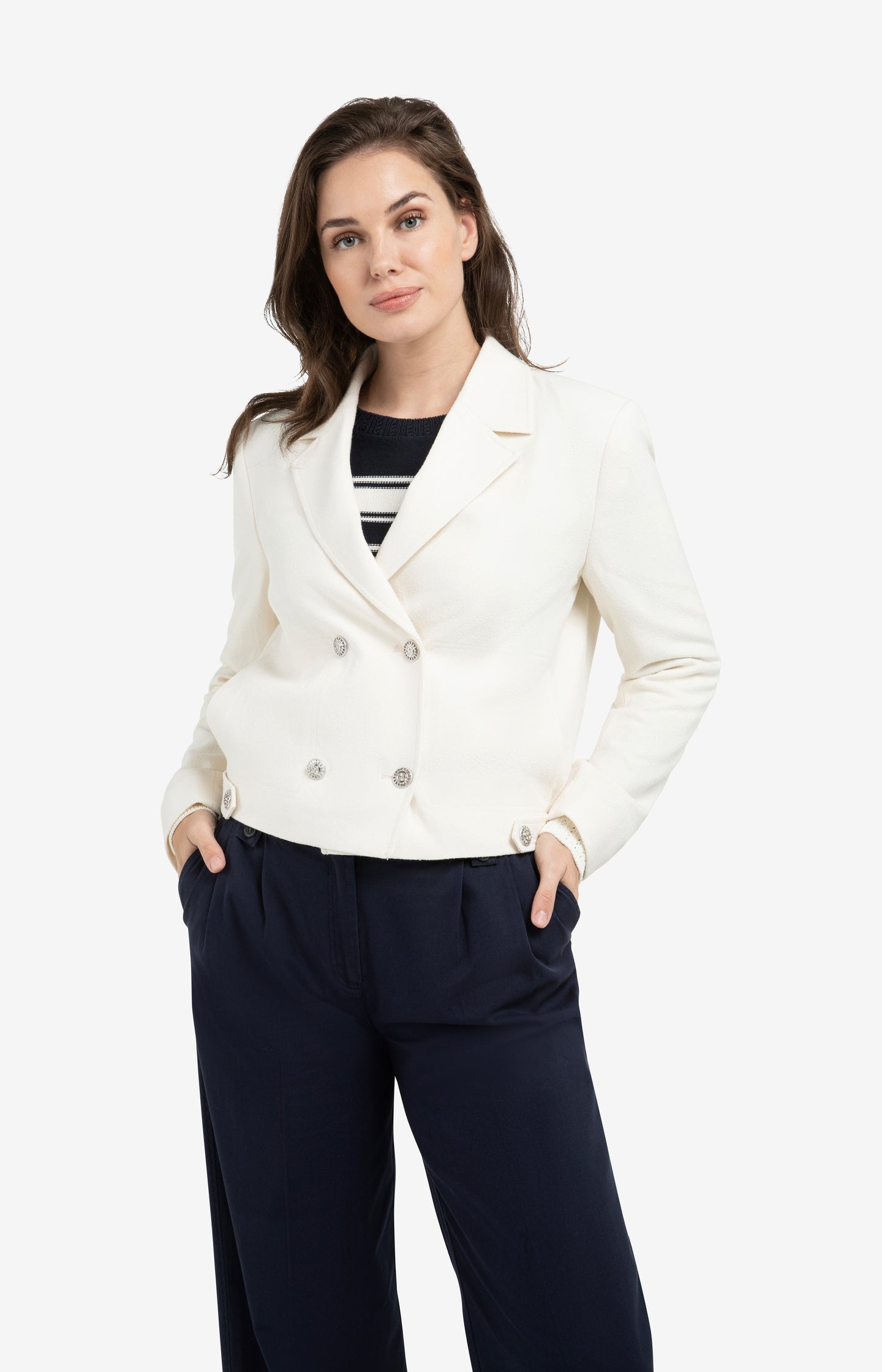 Short double-breasted blazer jacket