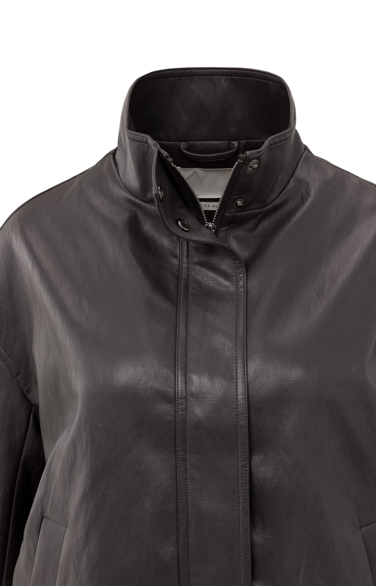 Short faux leather jacket with elastic hem