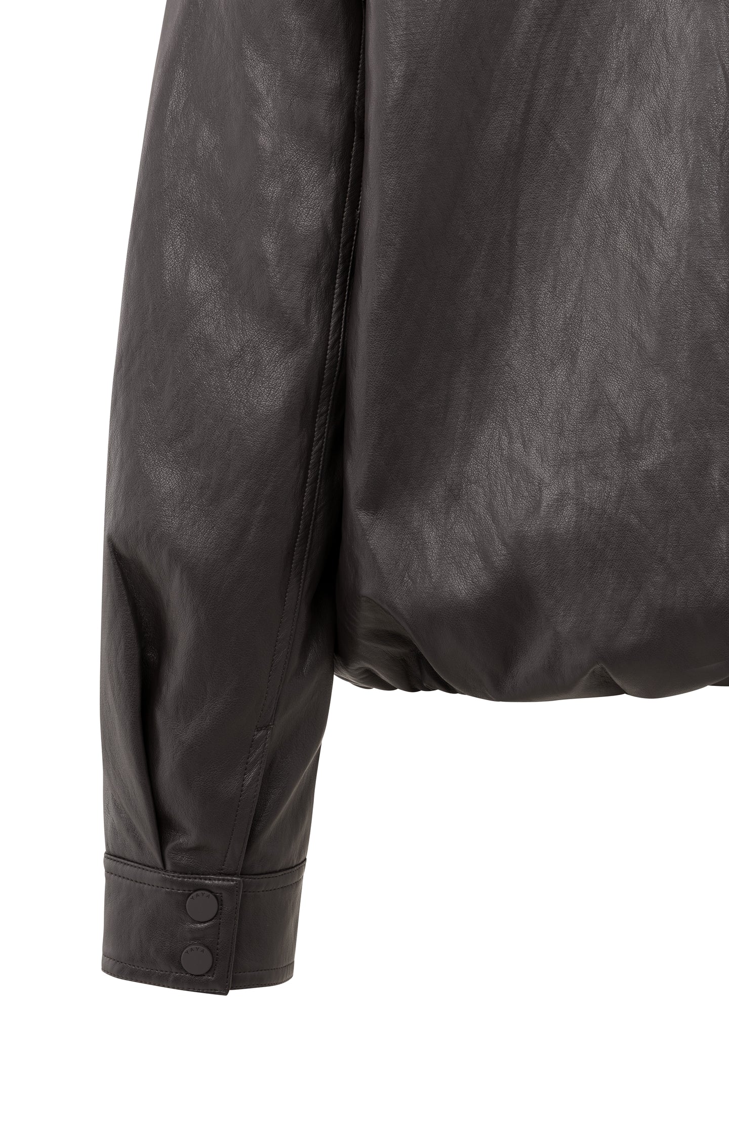 Short faux leather jacket with elastic hem