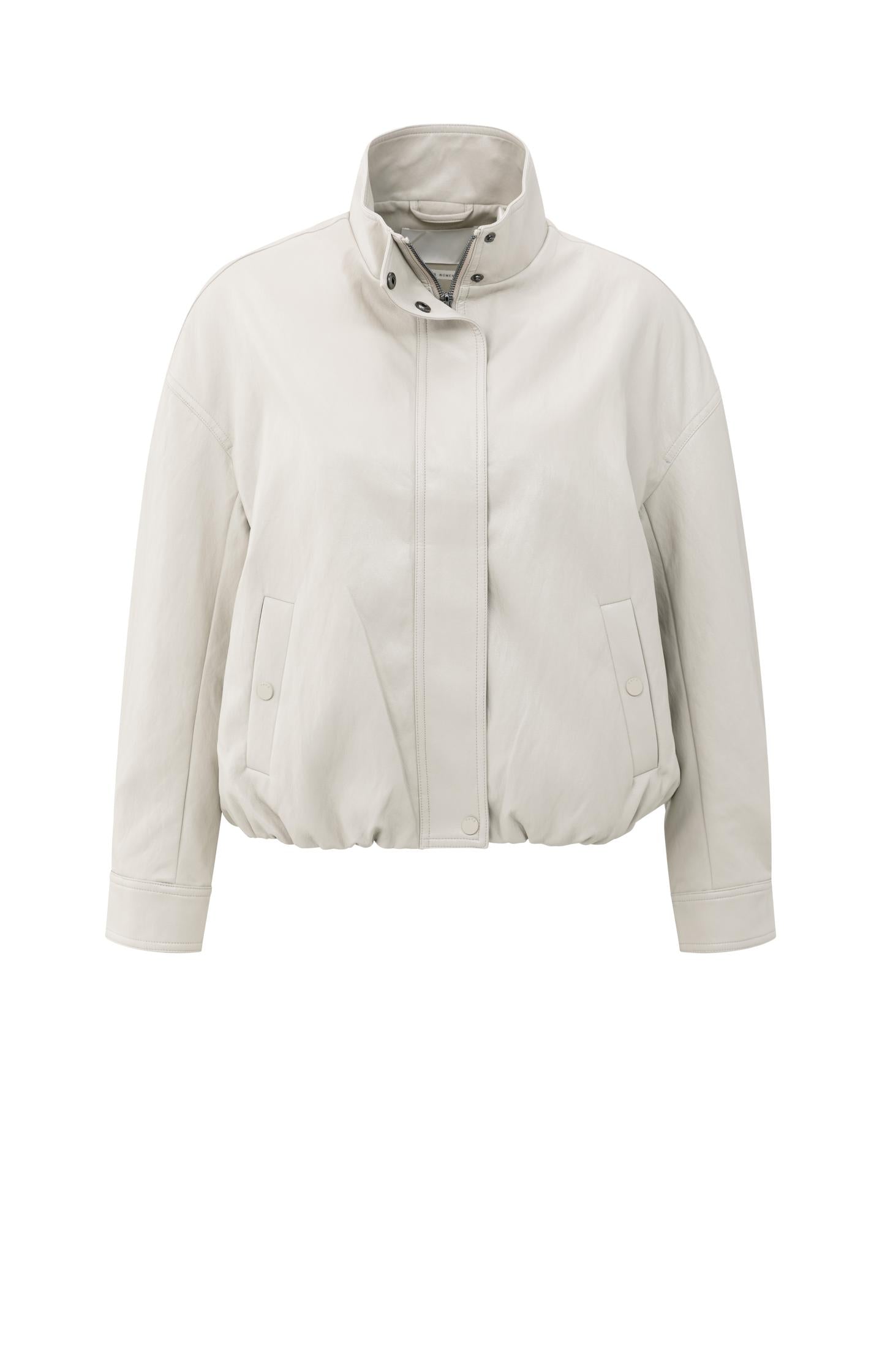 Short faux leather jacket with elastic hem - Type: product