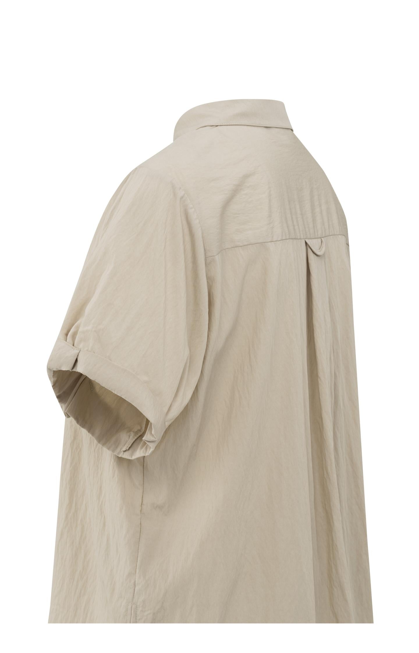 Short sleeve blouse with refined placket detail