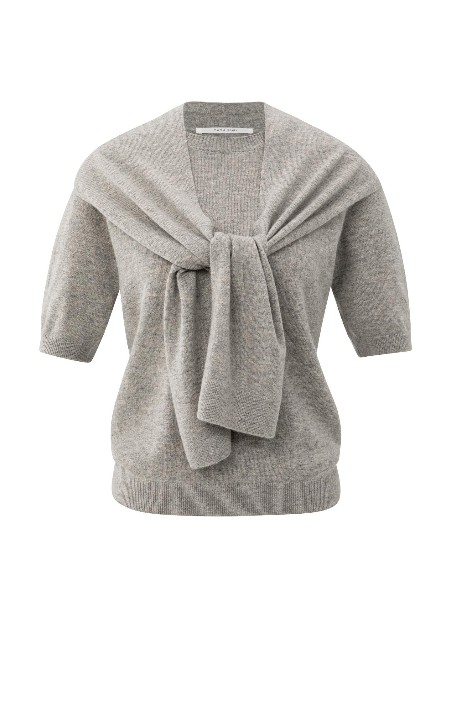 Short sleeve sweater with fixed scarf detail - Type: product