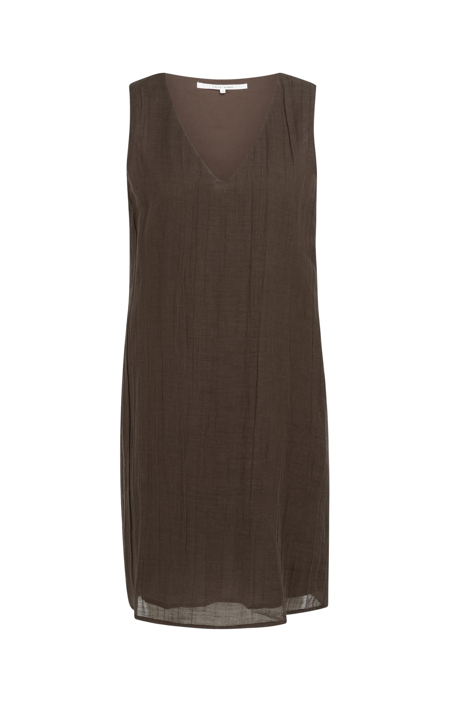 Short sleeveless dress with V-neck and belt