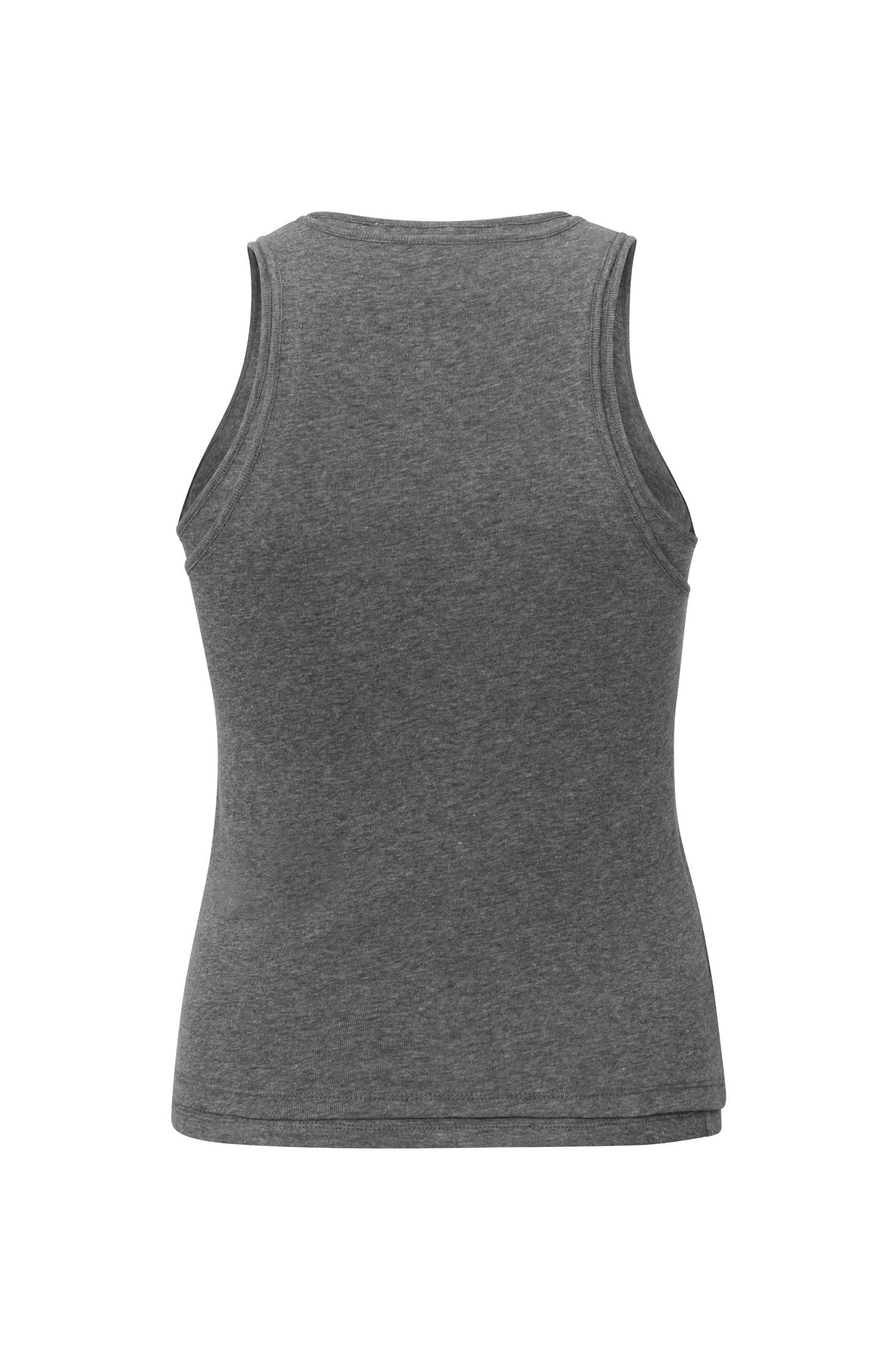 Double layered singlet with high round neck in regular fit