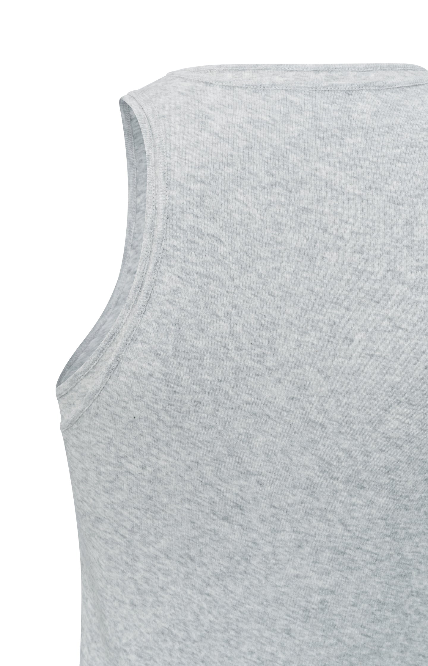 Double layered singlet with high round neck in regular fit