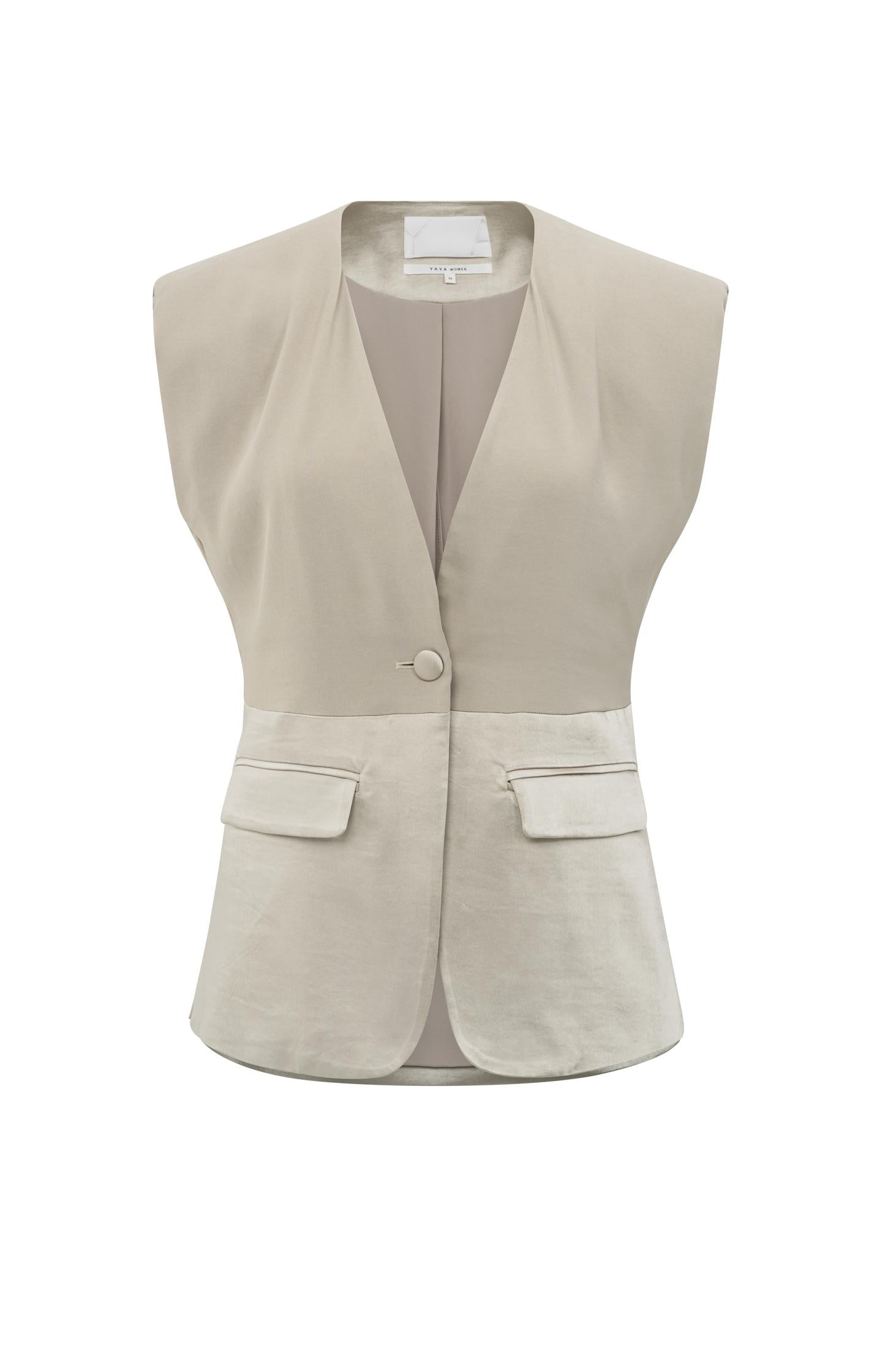 Sleeveless blazer with satin details - Type: product