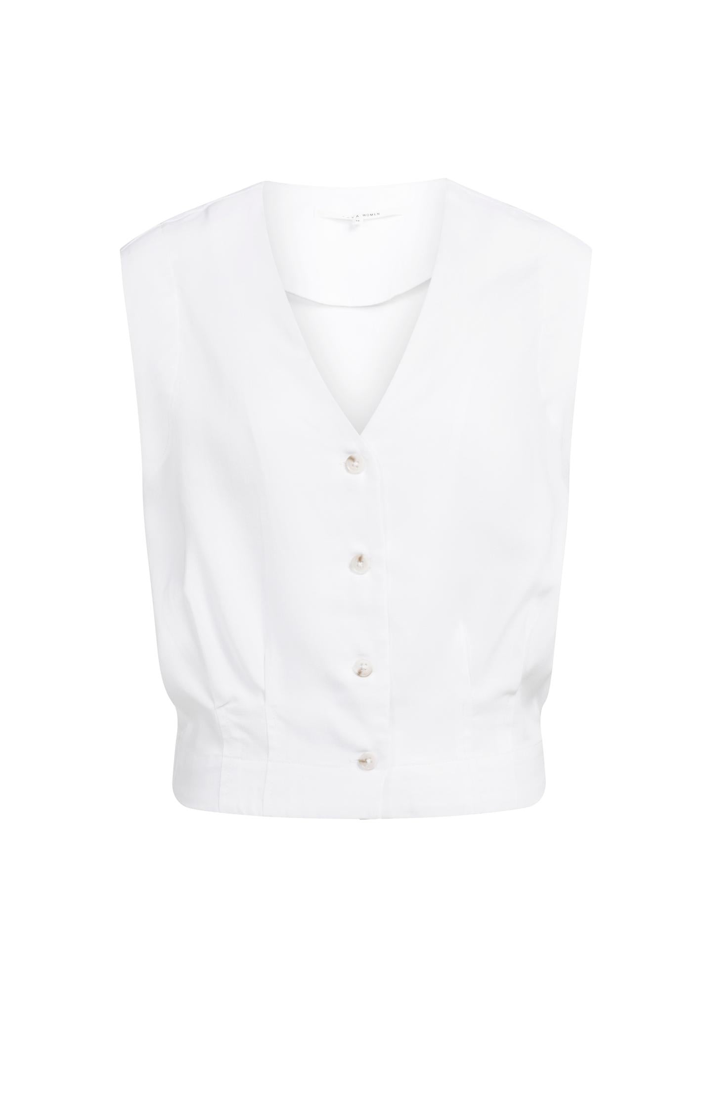 Sleeveless blouse with pleat details and elastic hem