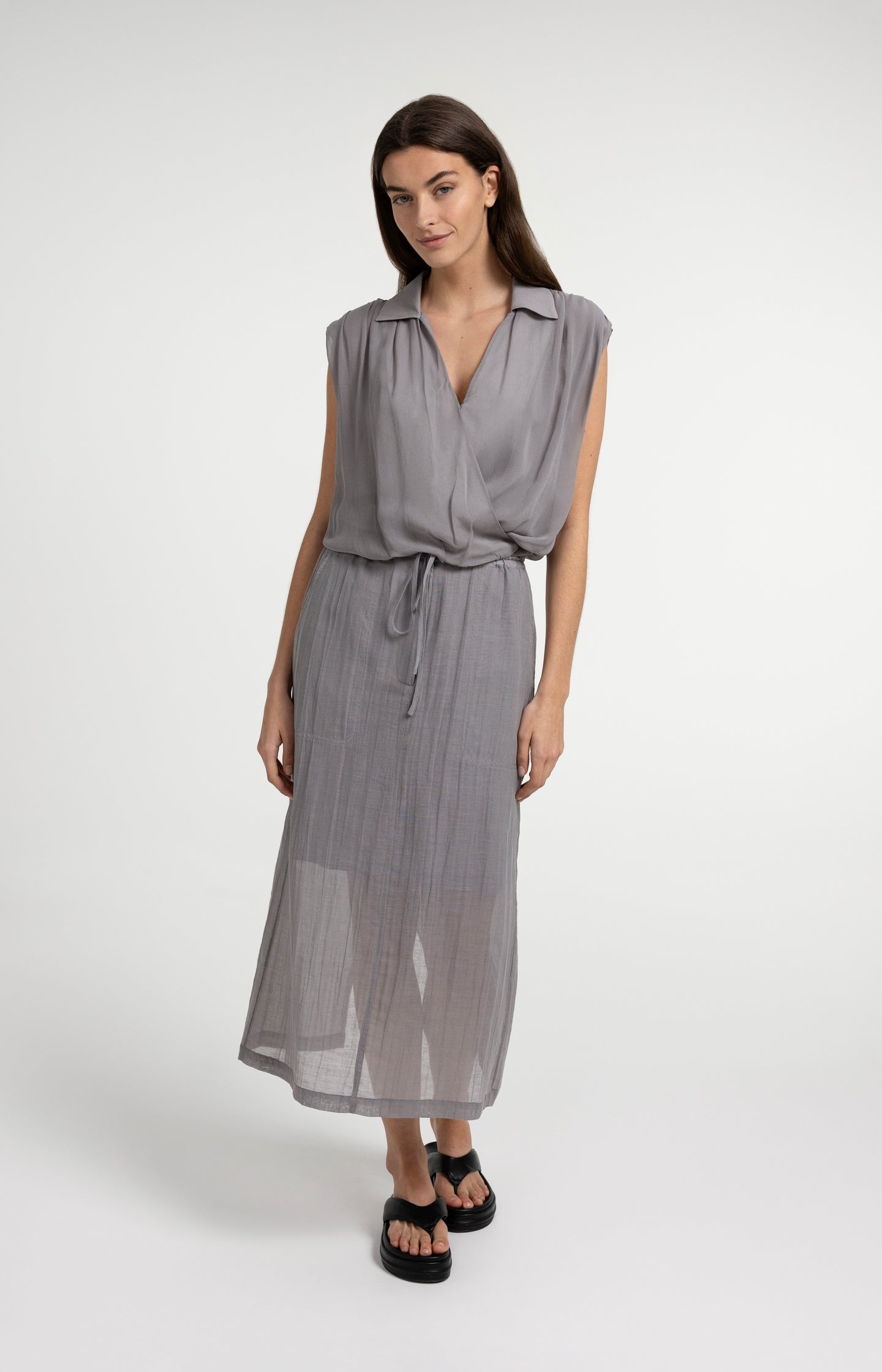 Sleeveless blouse with wrap and tie detail - Type: lookbook