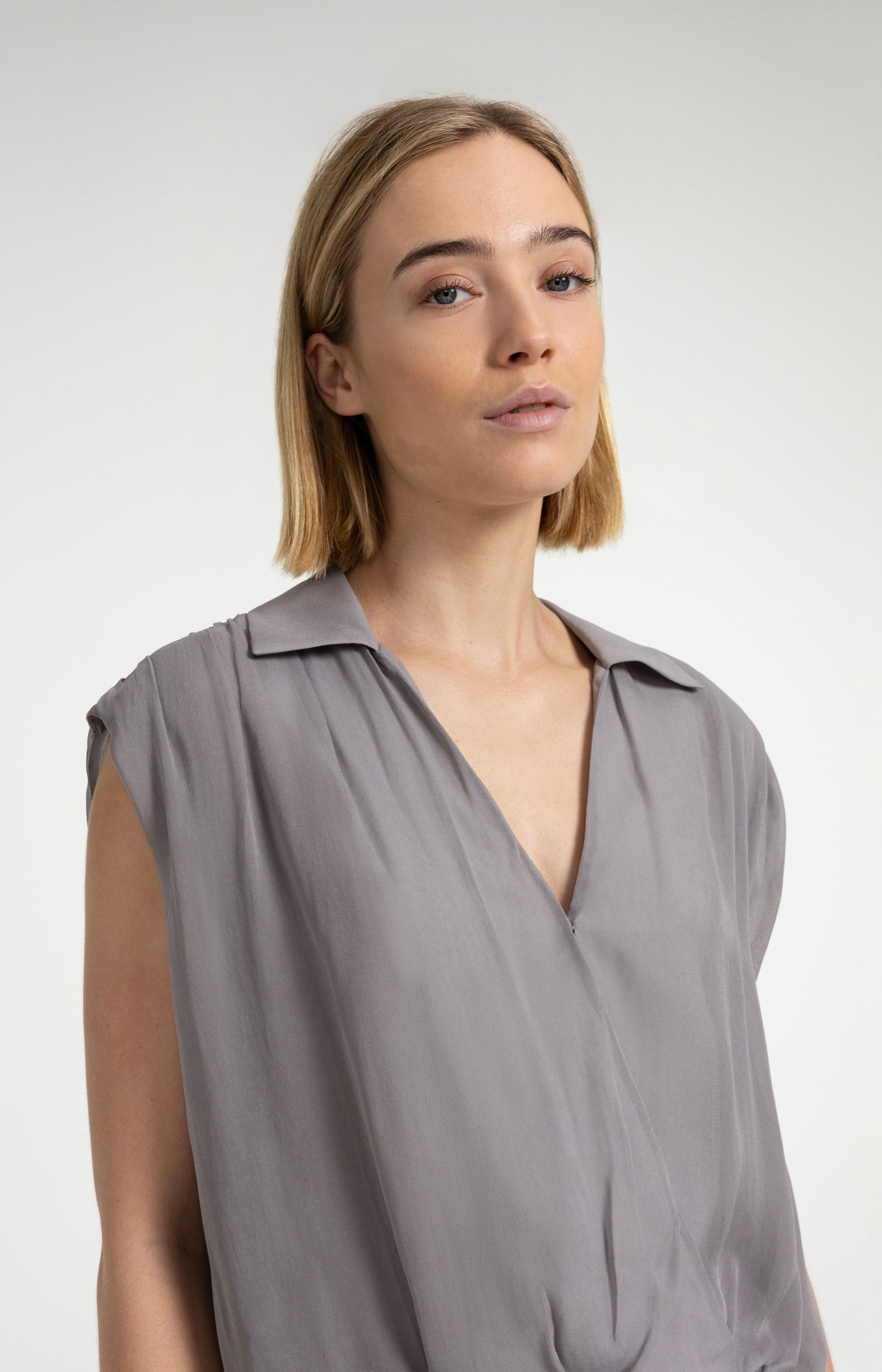 Sleeveless blouse with wrap and tie detail - Type: lookbook