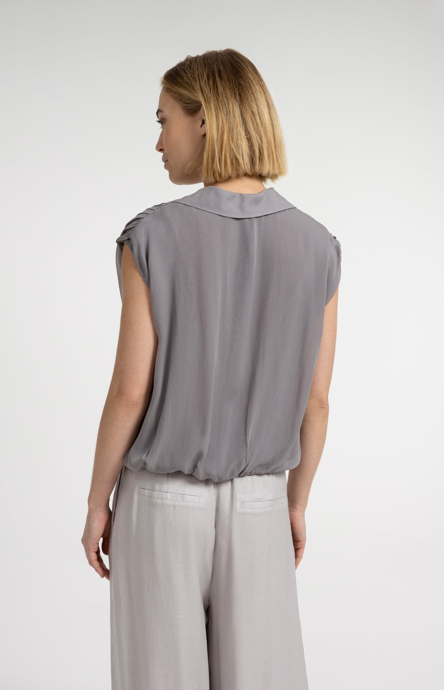 Sleeveless blouse with wrap and tie detail - Type: lookbook