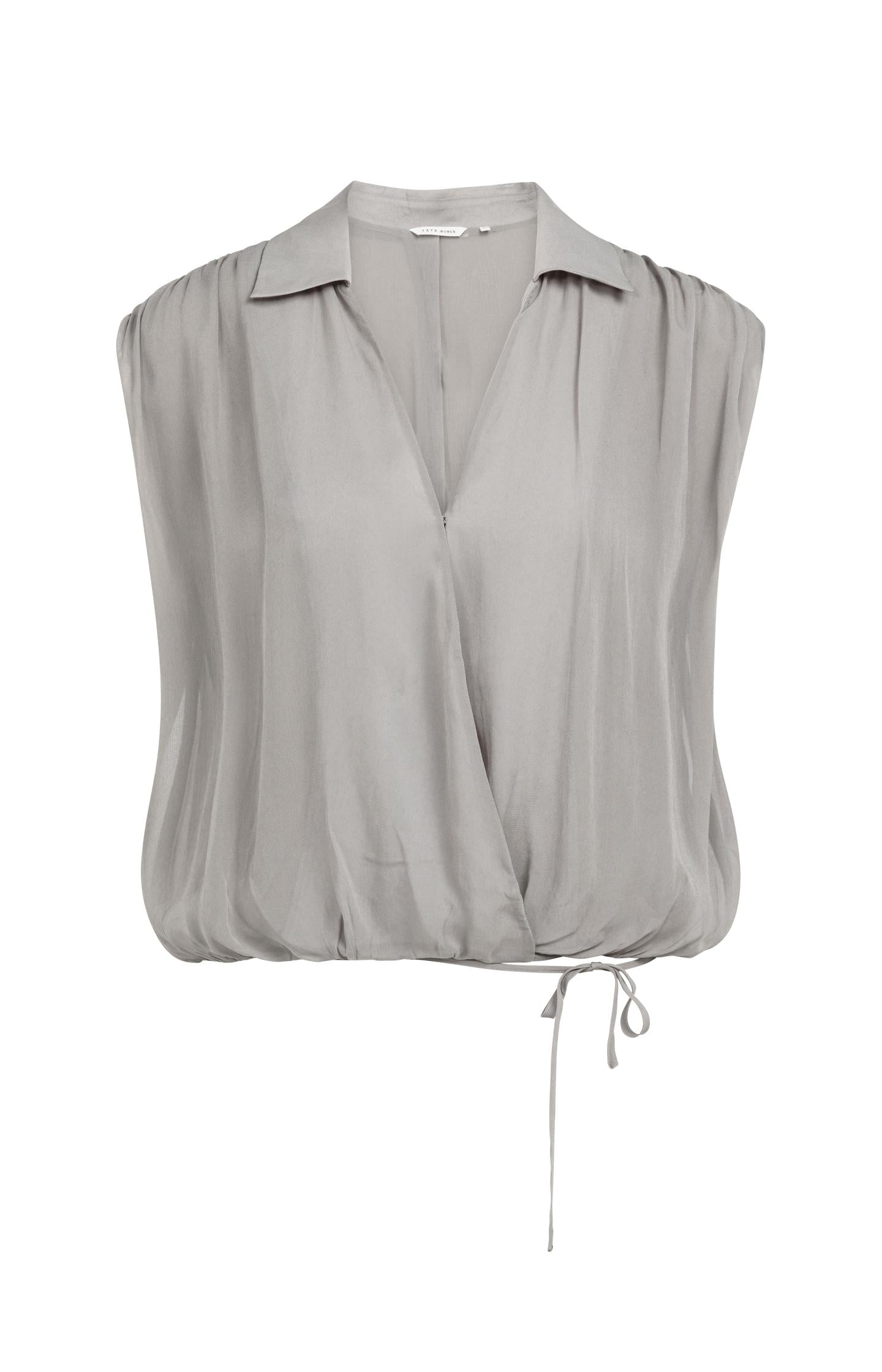 Sleeveless blouse with wrap and tie detail - Type: lookbook