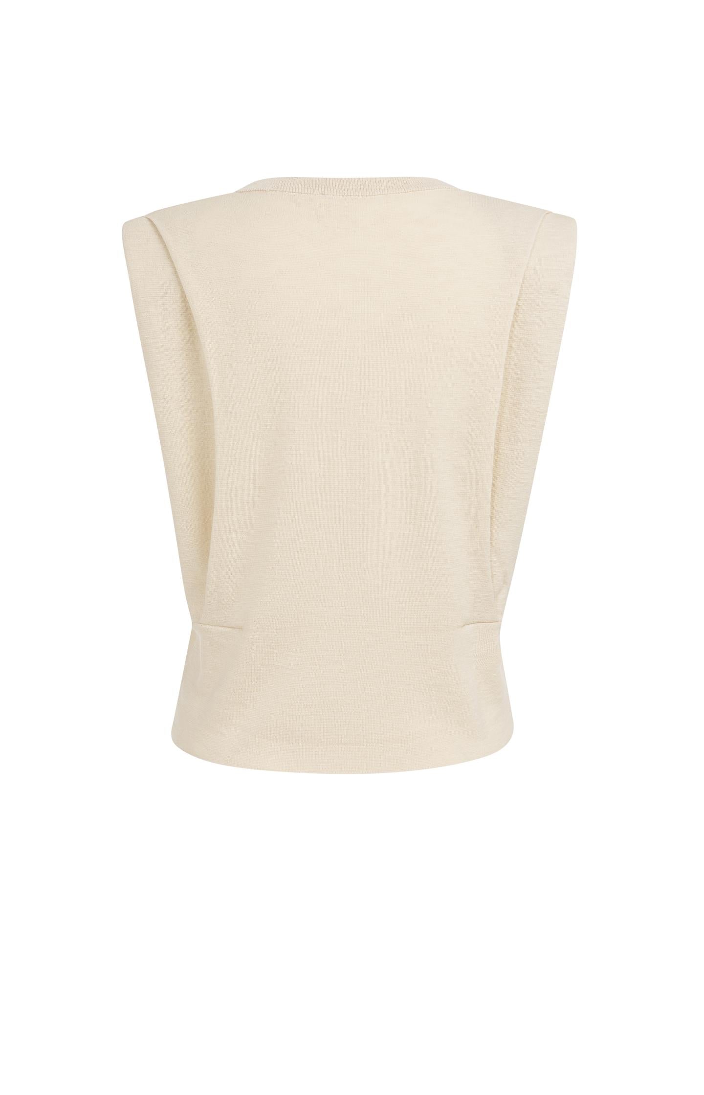 Sleeveless cardigan with shoulder detail and buttons