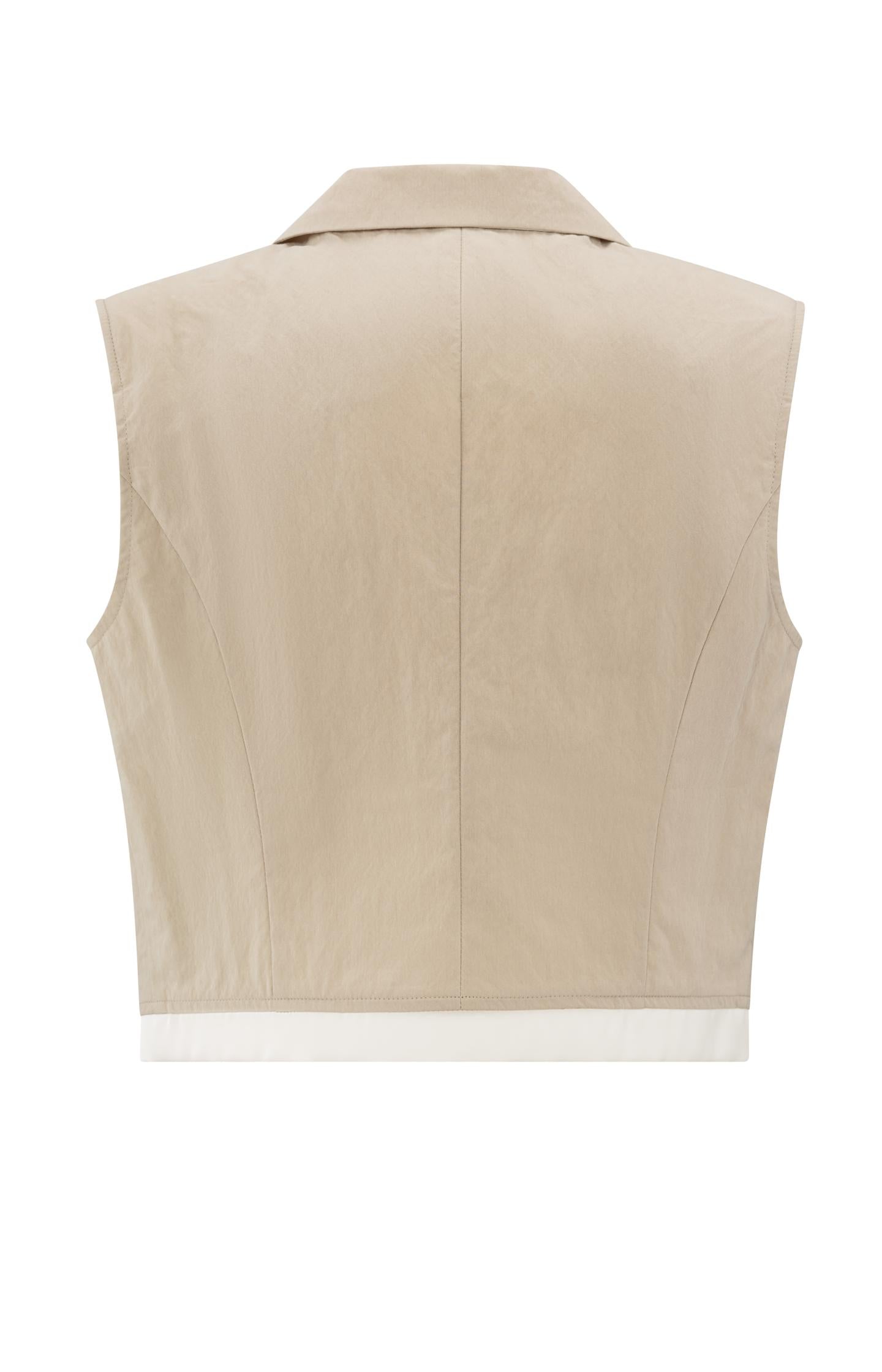 Sleeveless cotton gilet with contrasting details