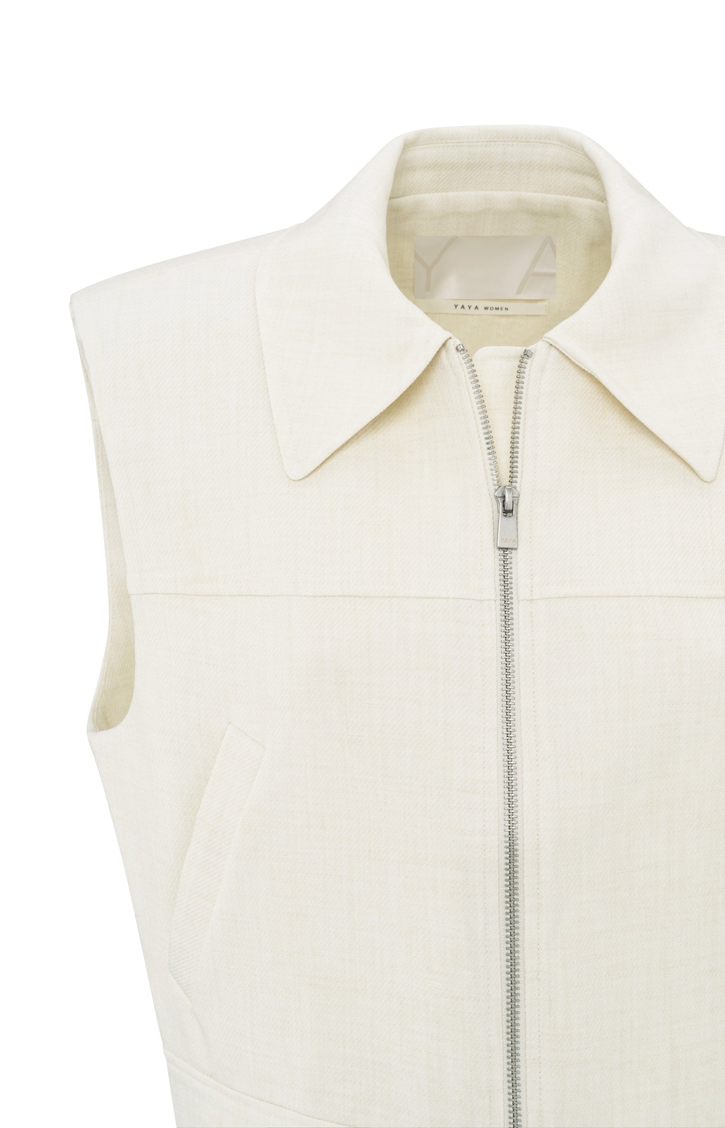 Sleeveless cropped jacket with zipper