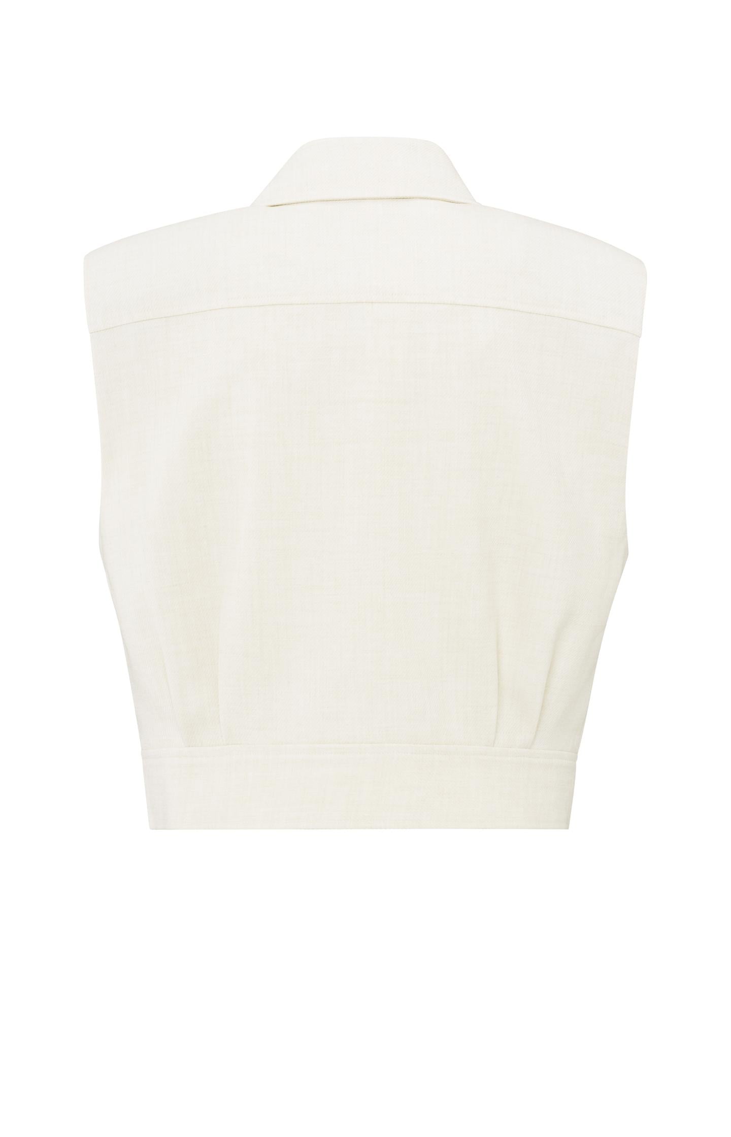 Sleeveless cropped jacket with zipper