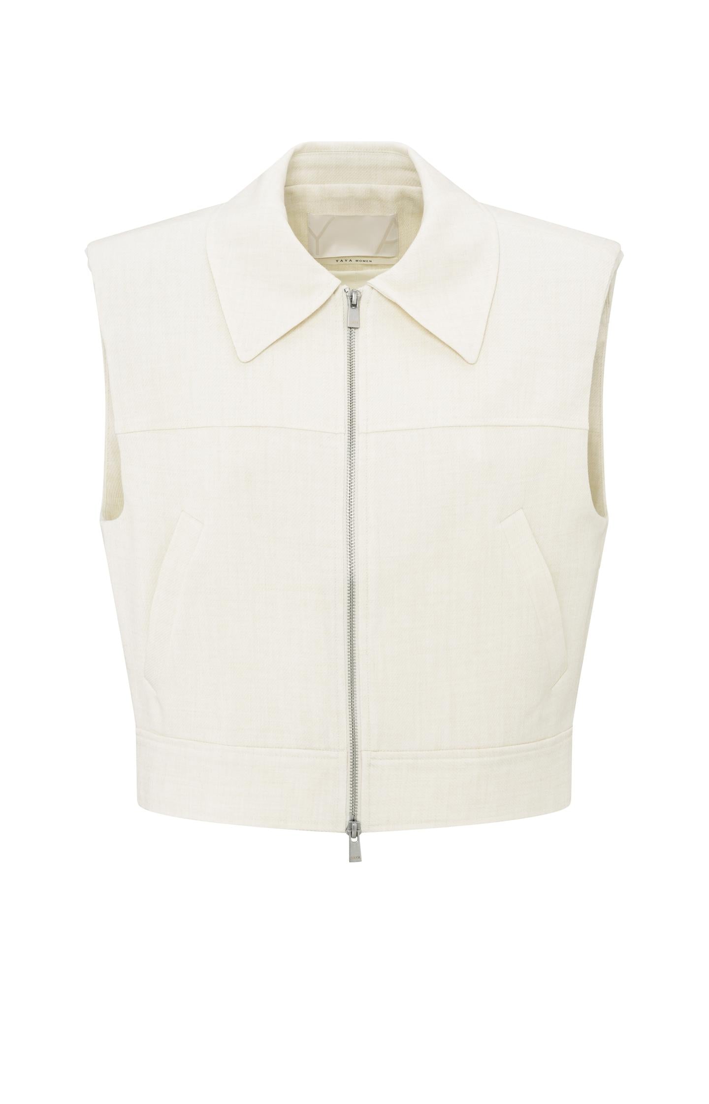 Sleeveless cropped jacket with zipper - Type: product