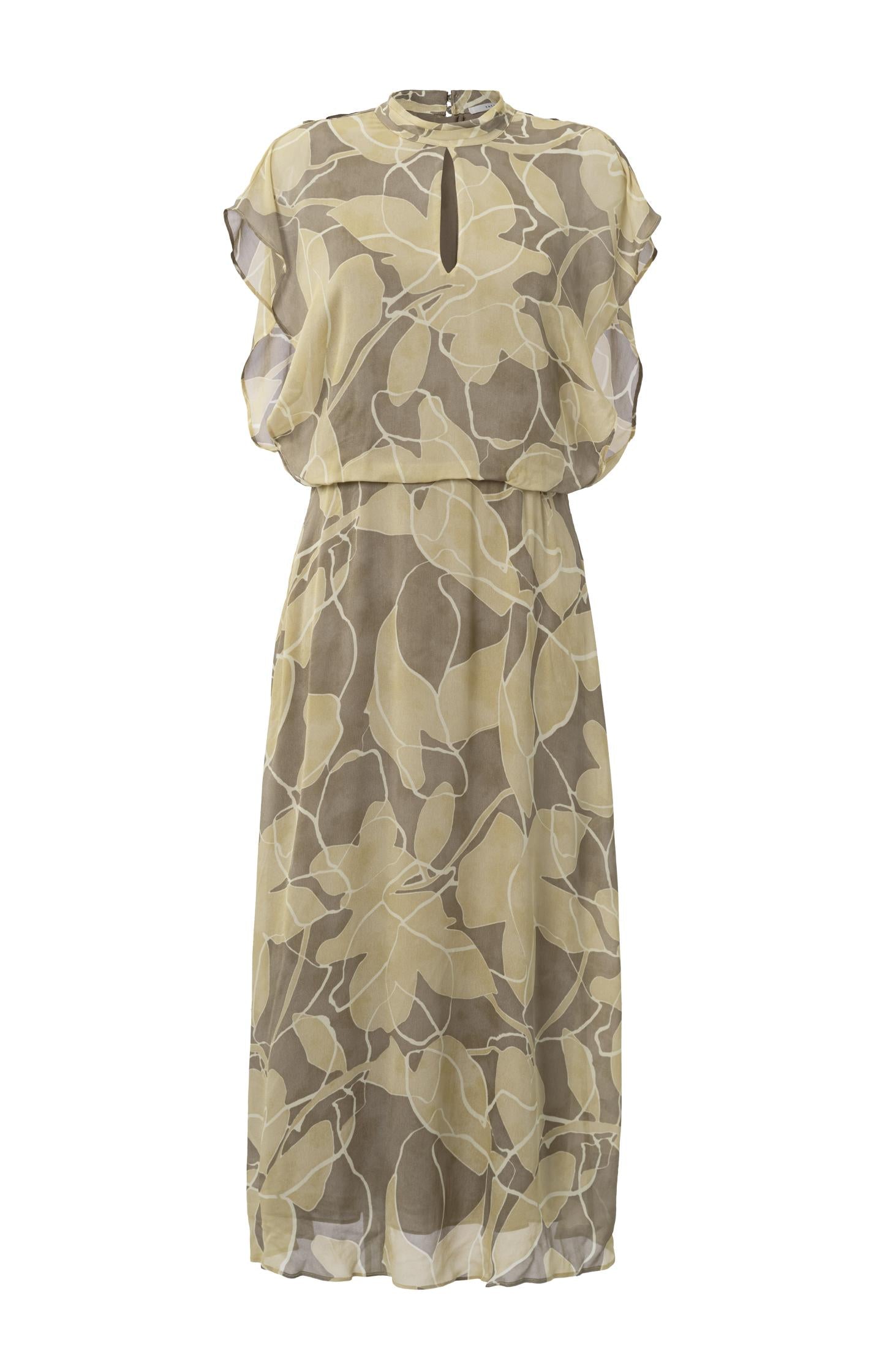 Sleeveless dress with high neck and print in long fit - Type: product