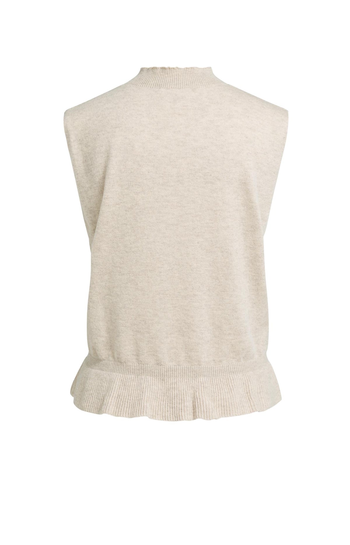 Sleeveless fine knit top with flounce hem