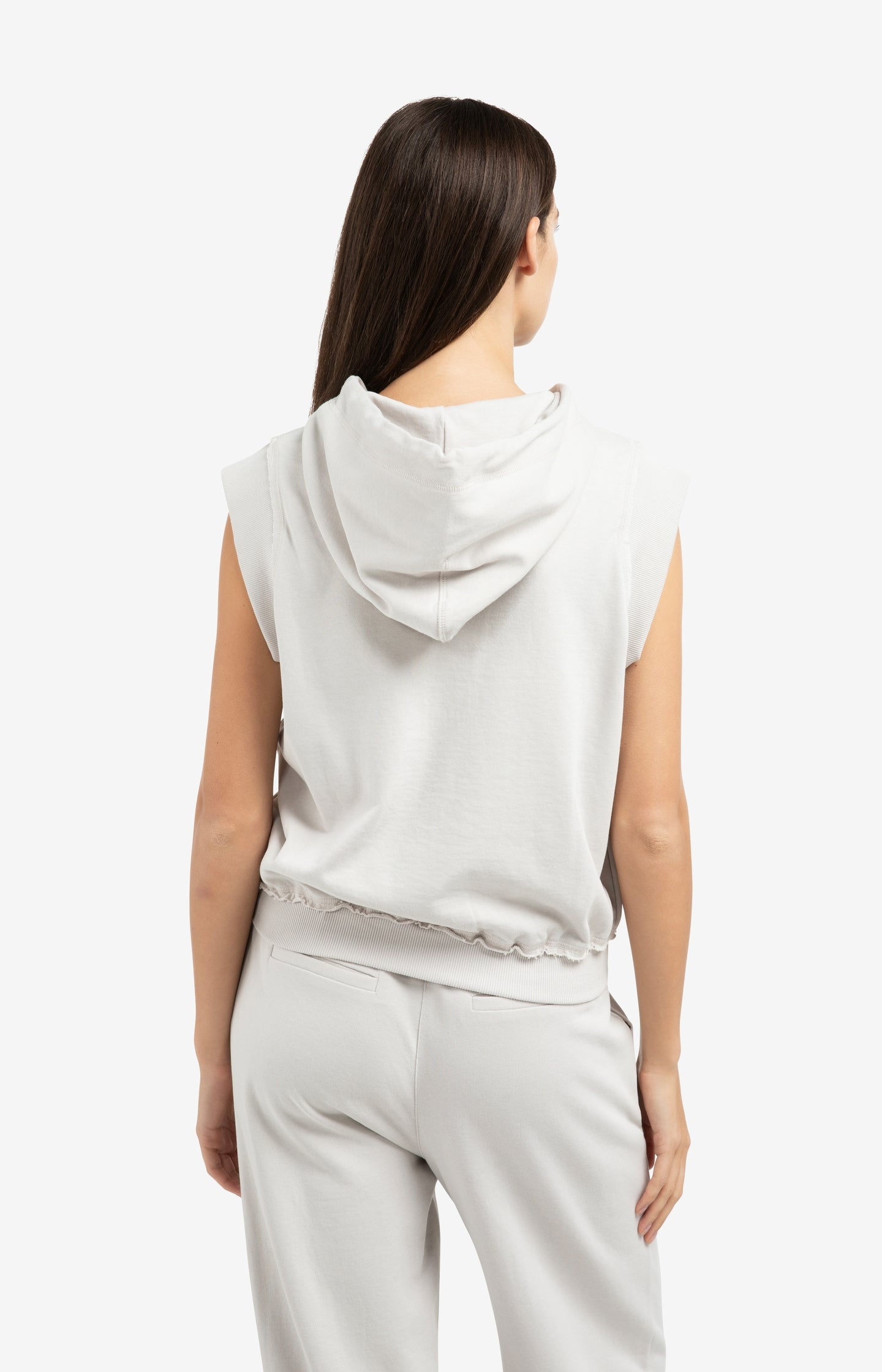 Sleeveless hoodie with cords