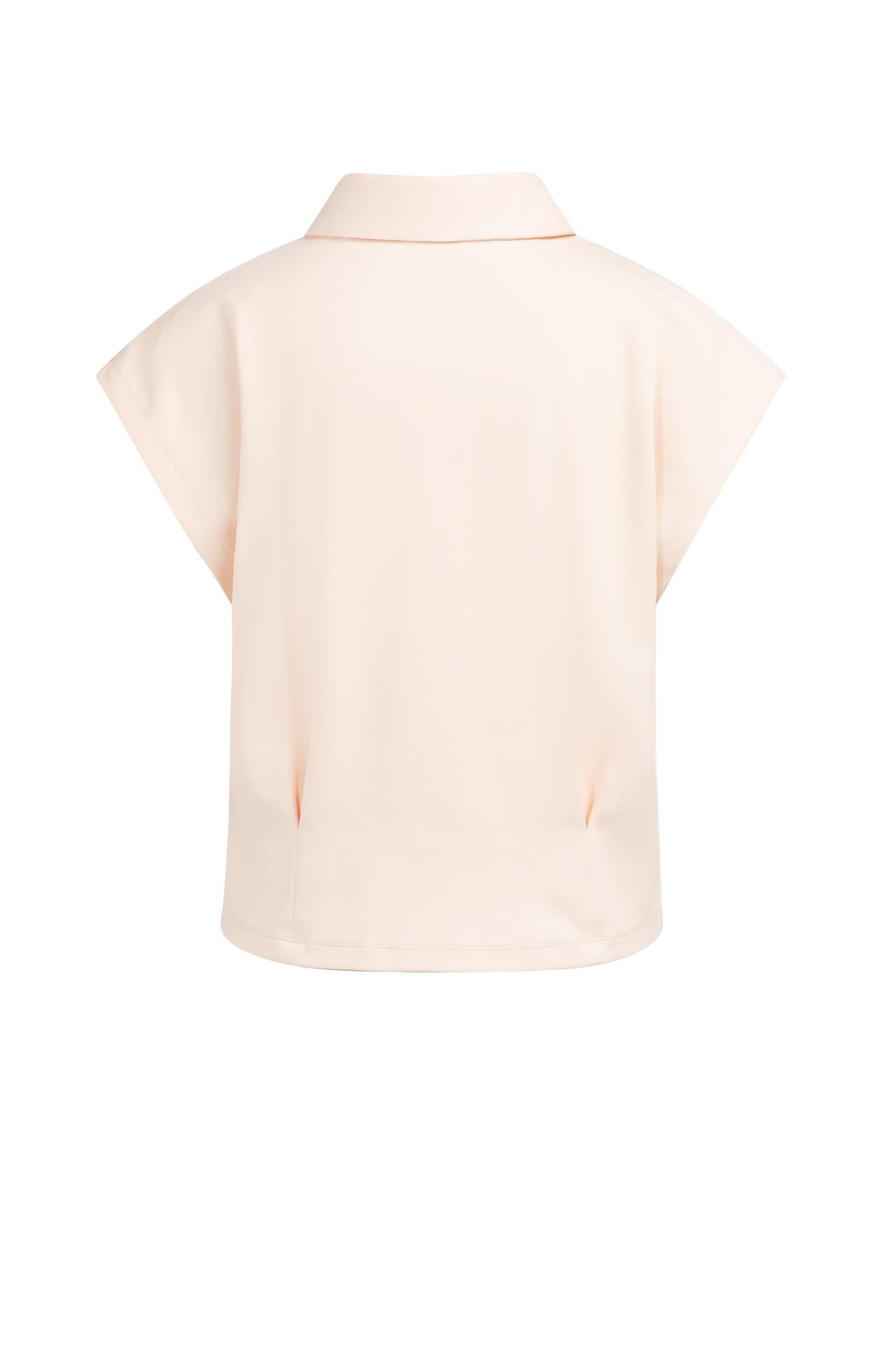 Sleeveless jersey blouse with tailored seams