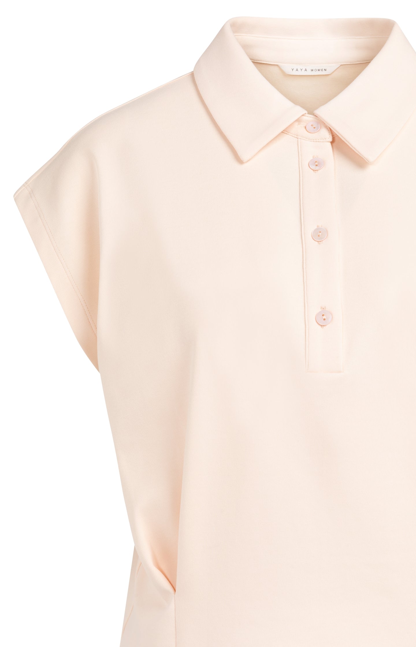 Sleeveless jersey blouse with tailored seams