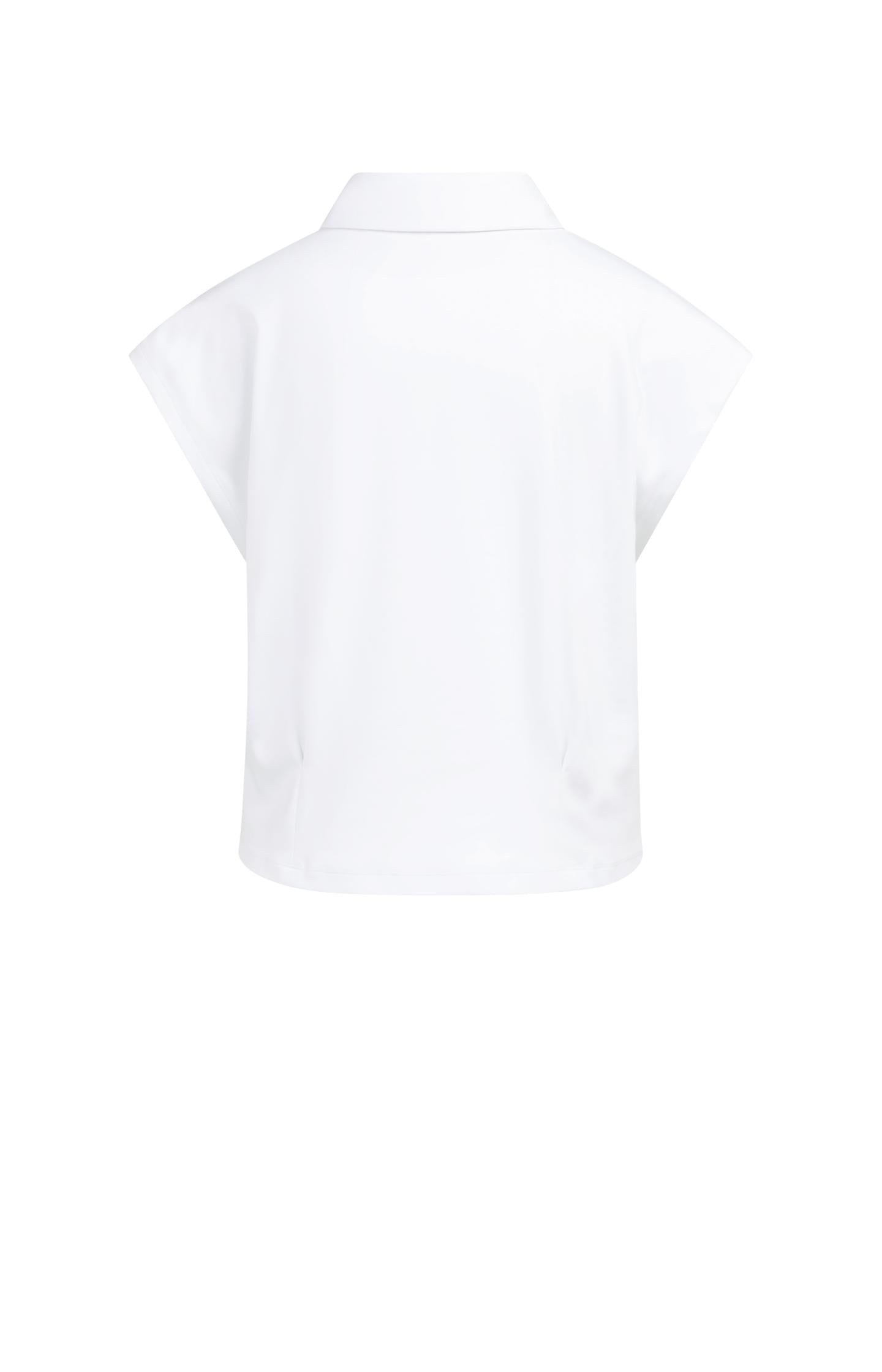 Sleeveless jersey blouse with tailored seams