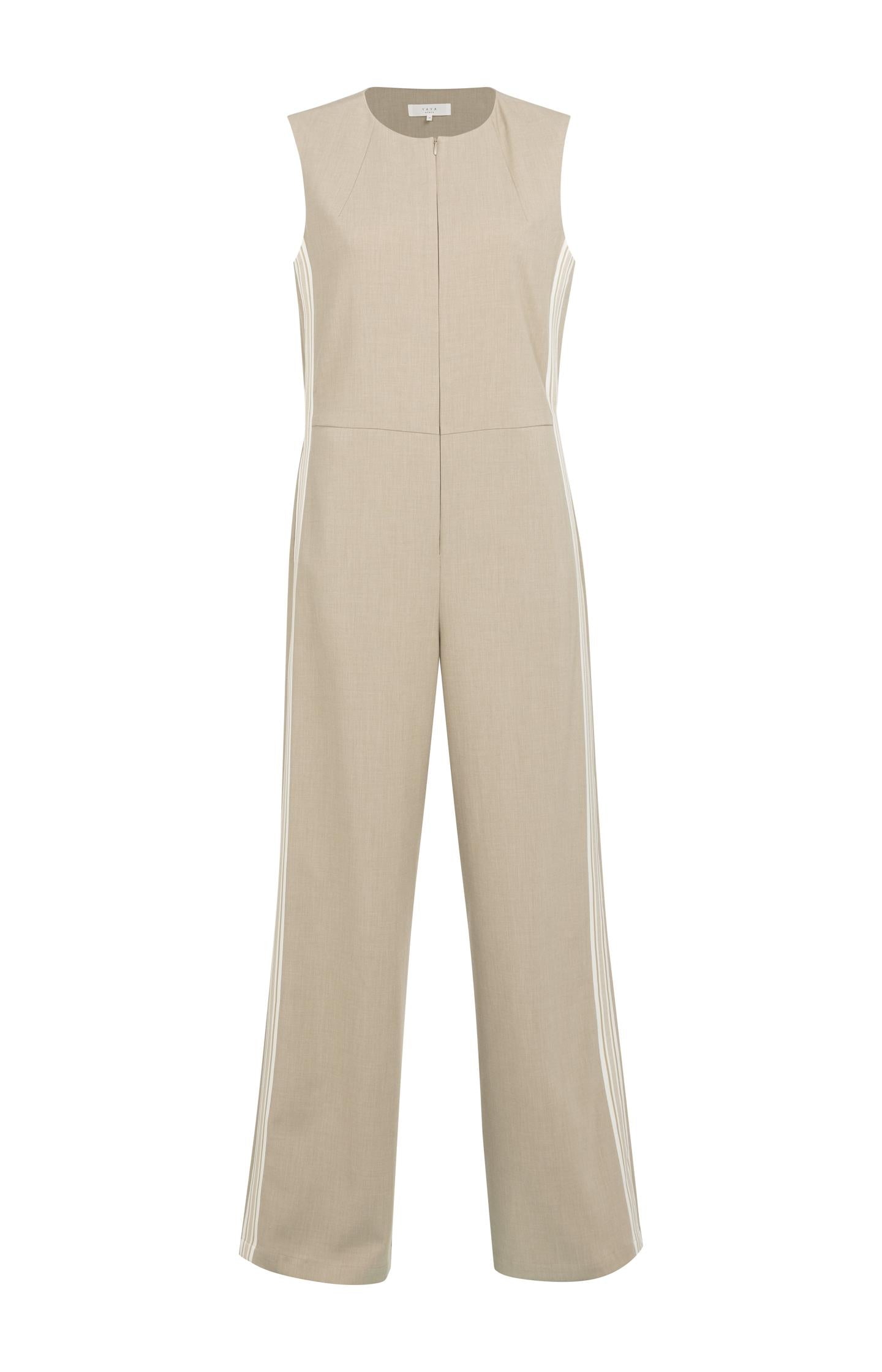 Sleeveless jumpsuit with wide legs and sporty stripe - Type: product