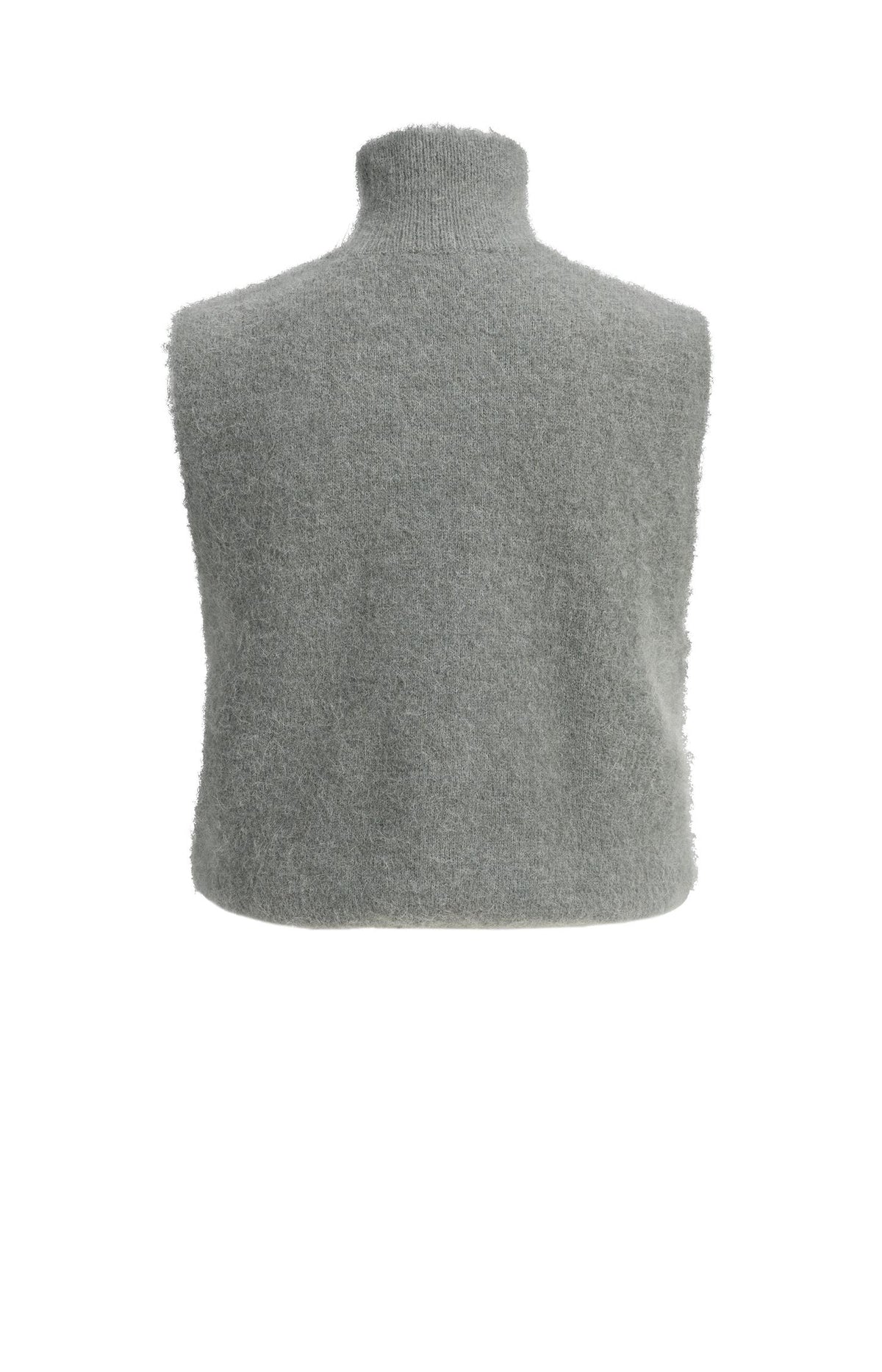 Ärmelloser Strickpullover mit hohem Kragen - Soap Grey