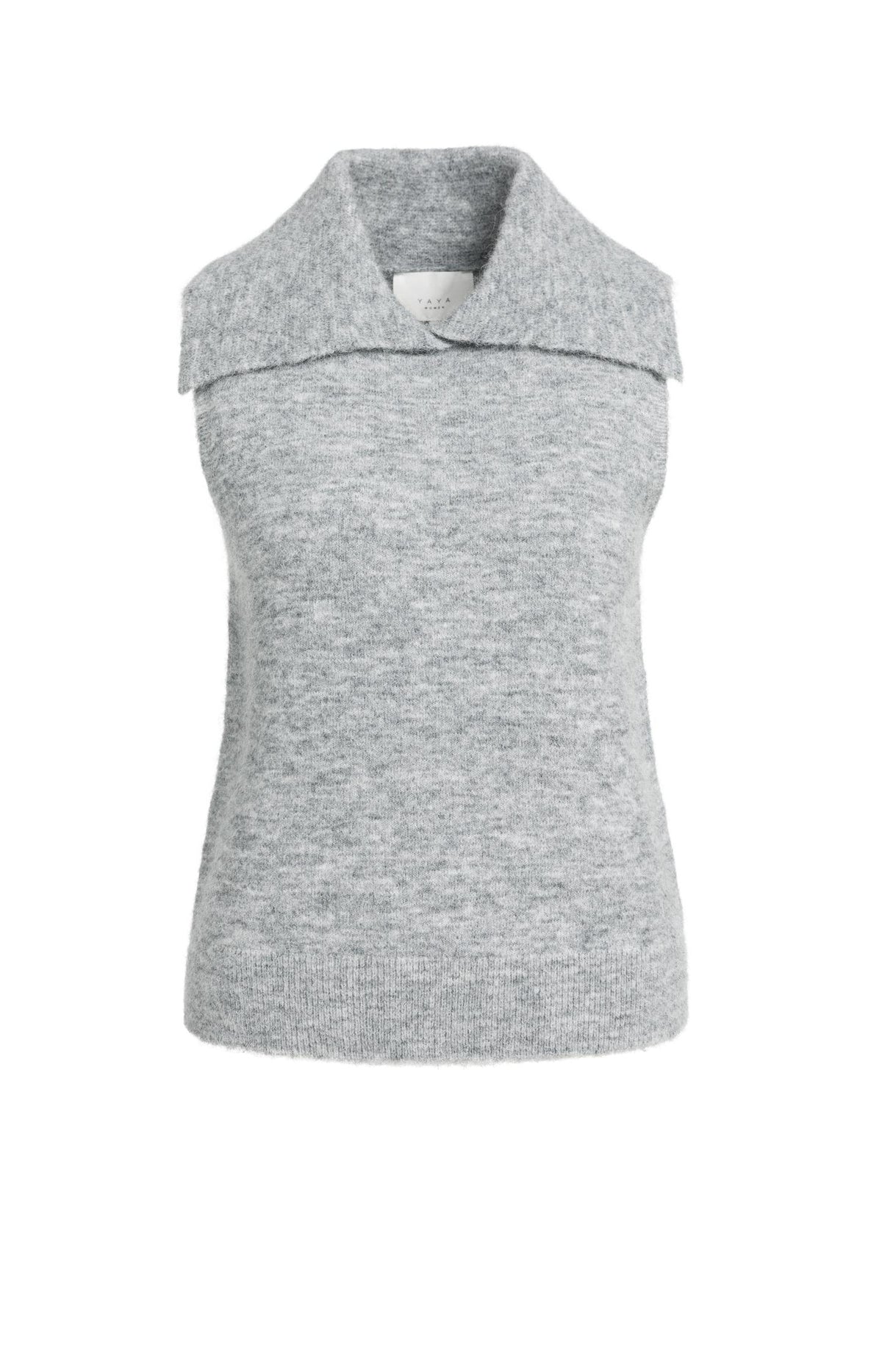 Sleeveless knitted top with collar - Type: product