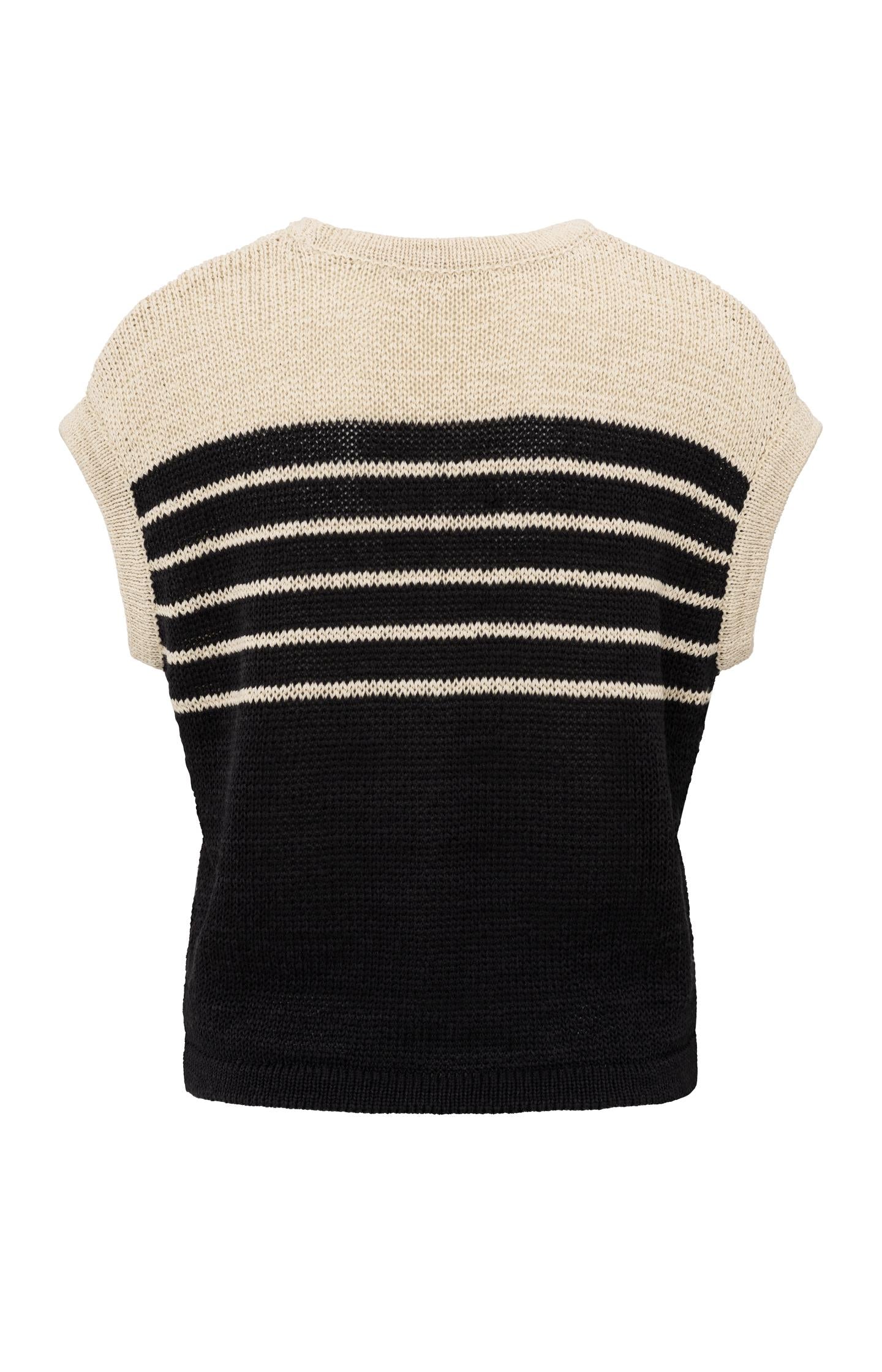 Sleeveless knitted top with stripes