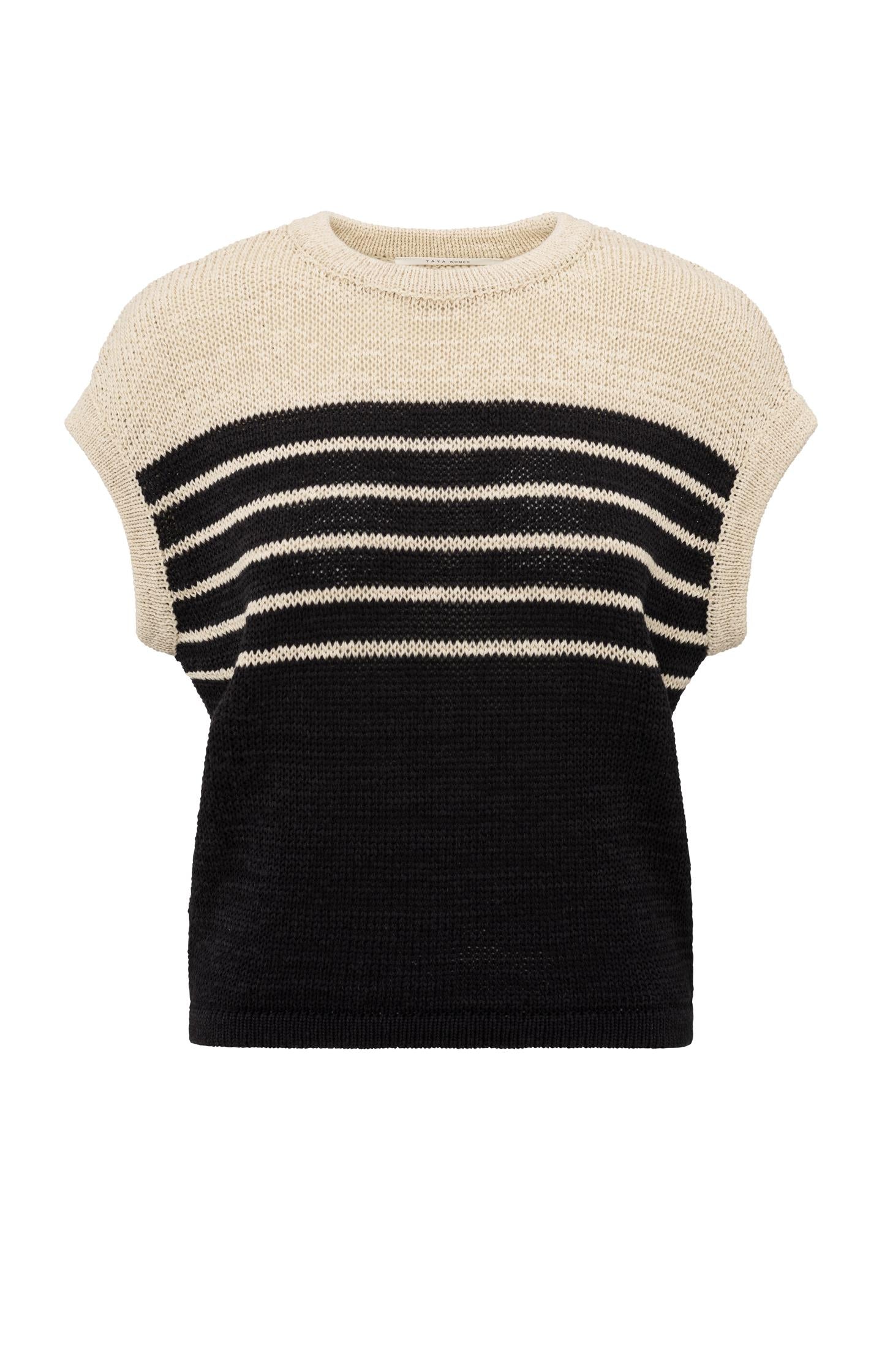 Sleeveless knitted top with stripes - Type: product