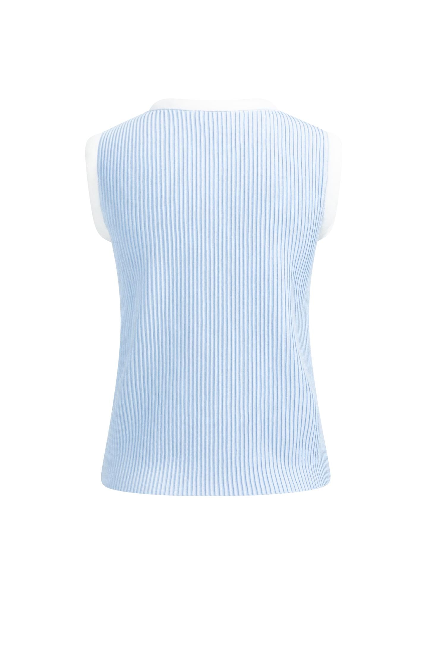 Sleeveless ribbed sweater with crew neckline