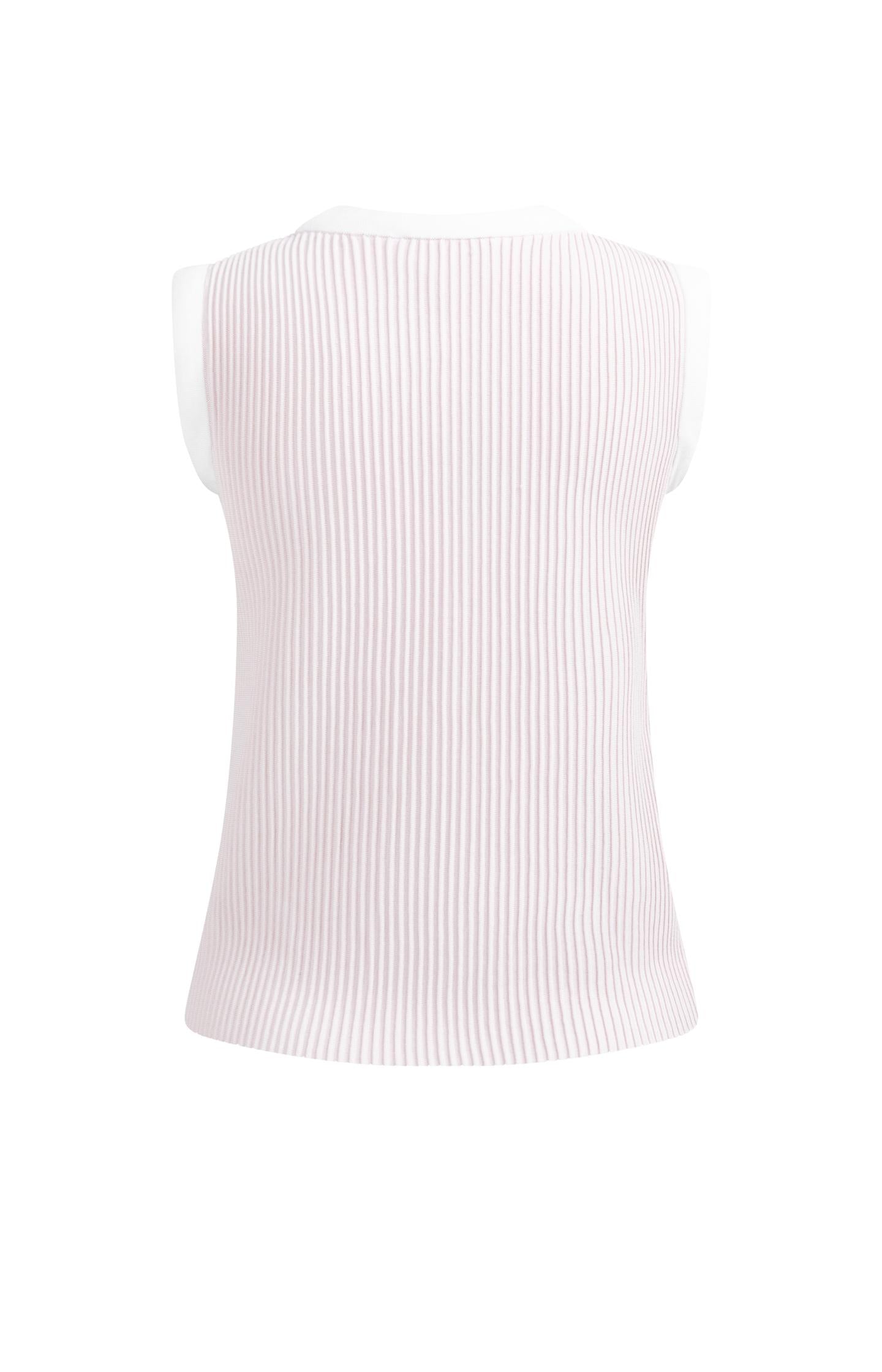 Sleeveless ribbed sweater with crew neckline