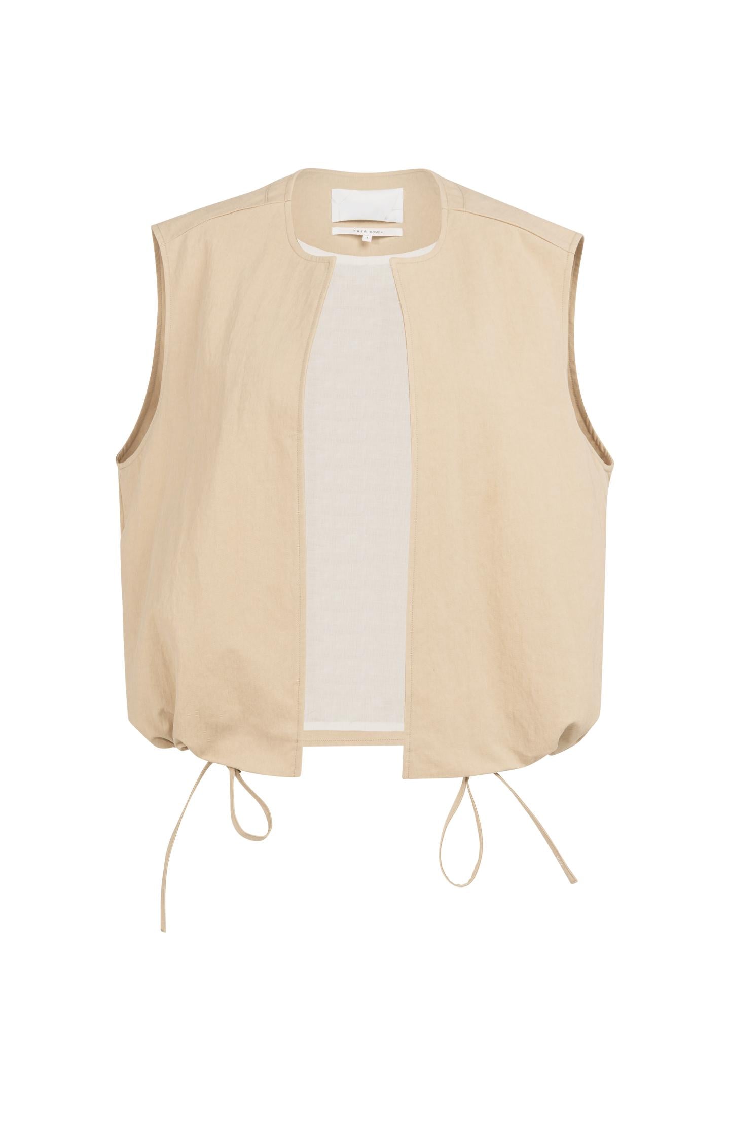 Sleeveless summer jacket with drawstrings