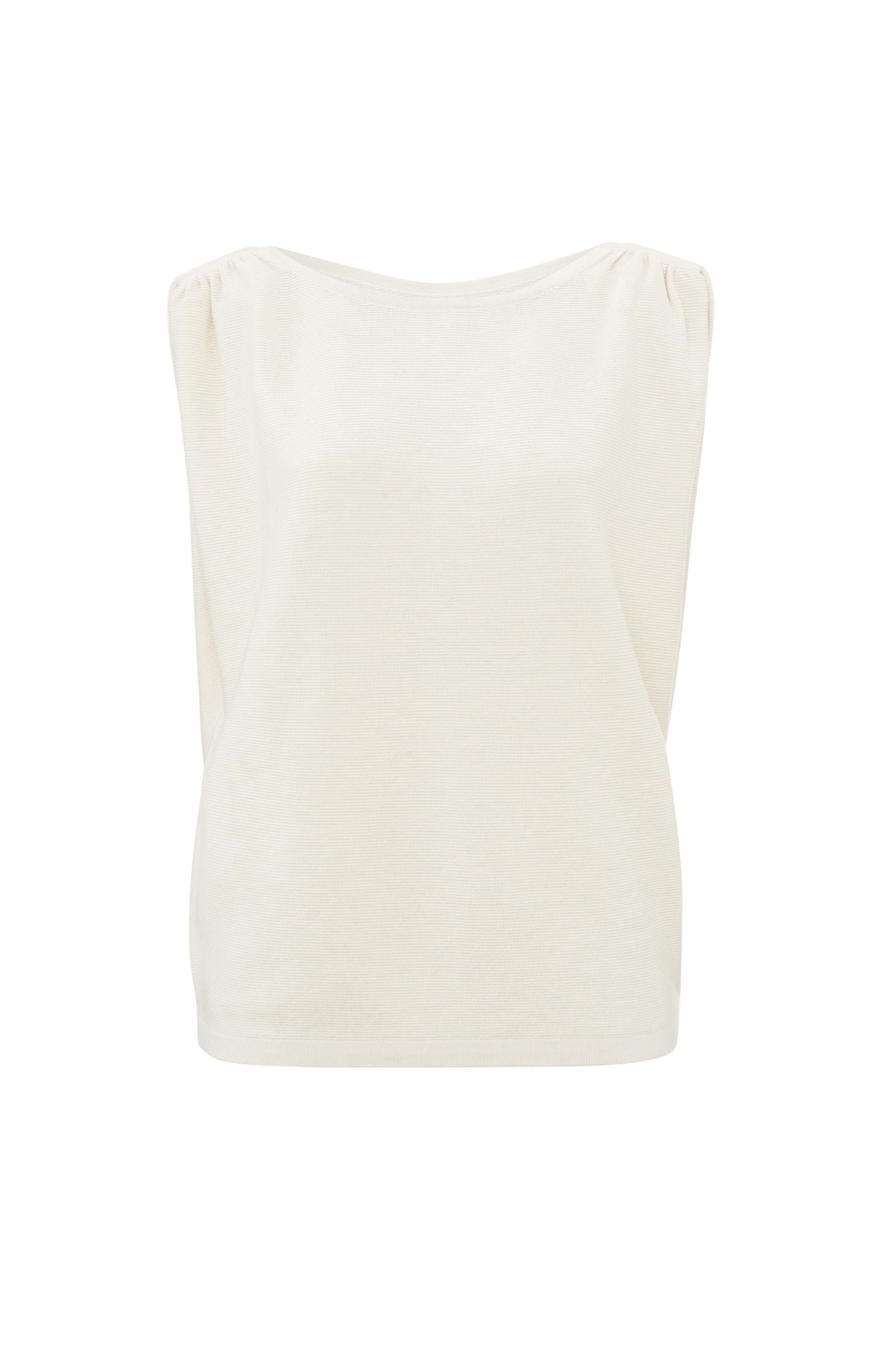 Sleeveless sweater with boatneck, shoulder detail and button - Type: product