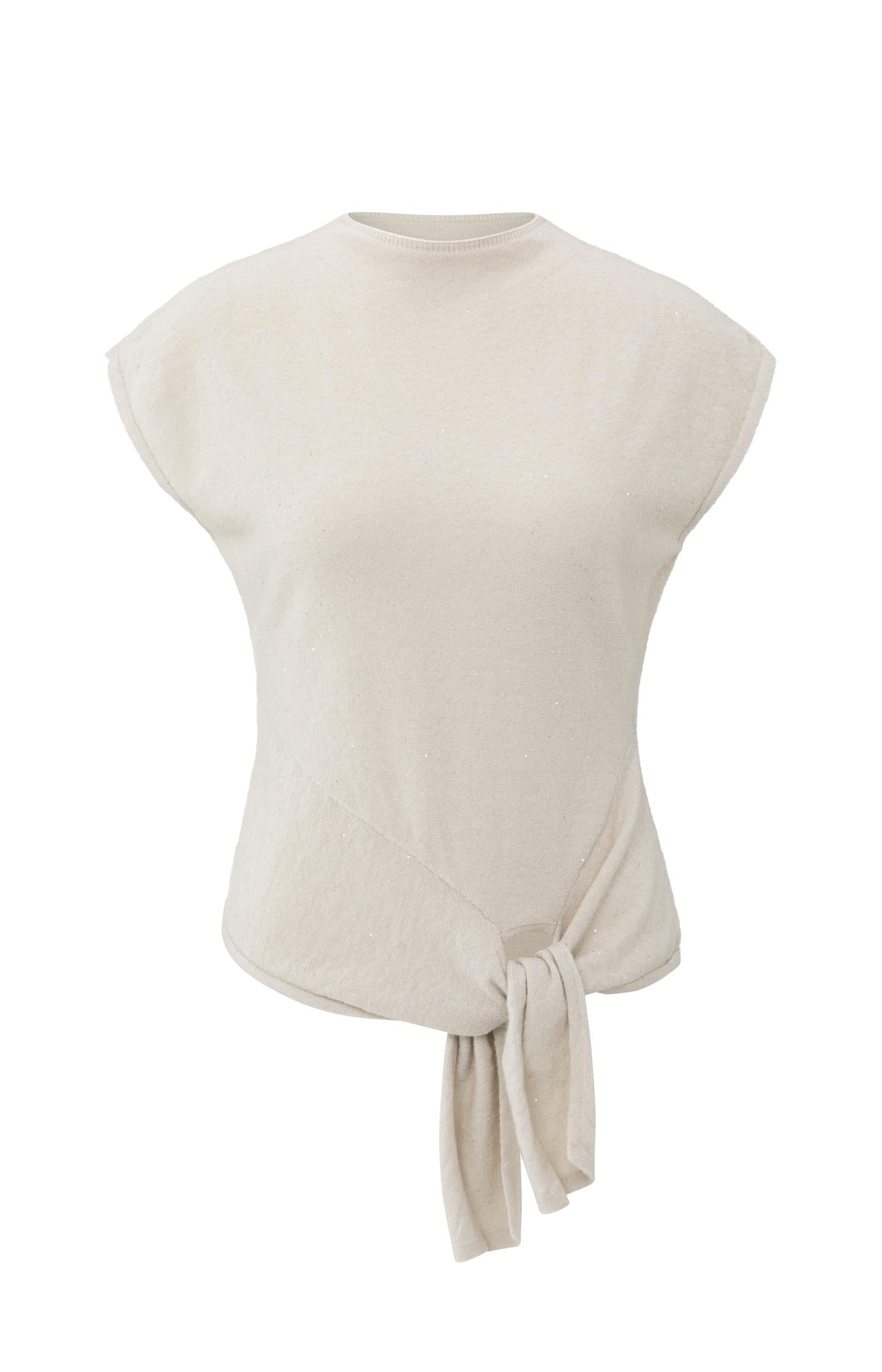 Sleeveless sweater with knot detail and subtle sequins - Type: product