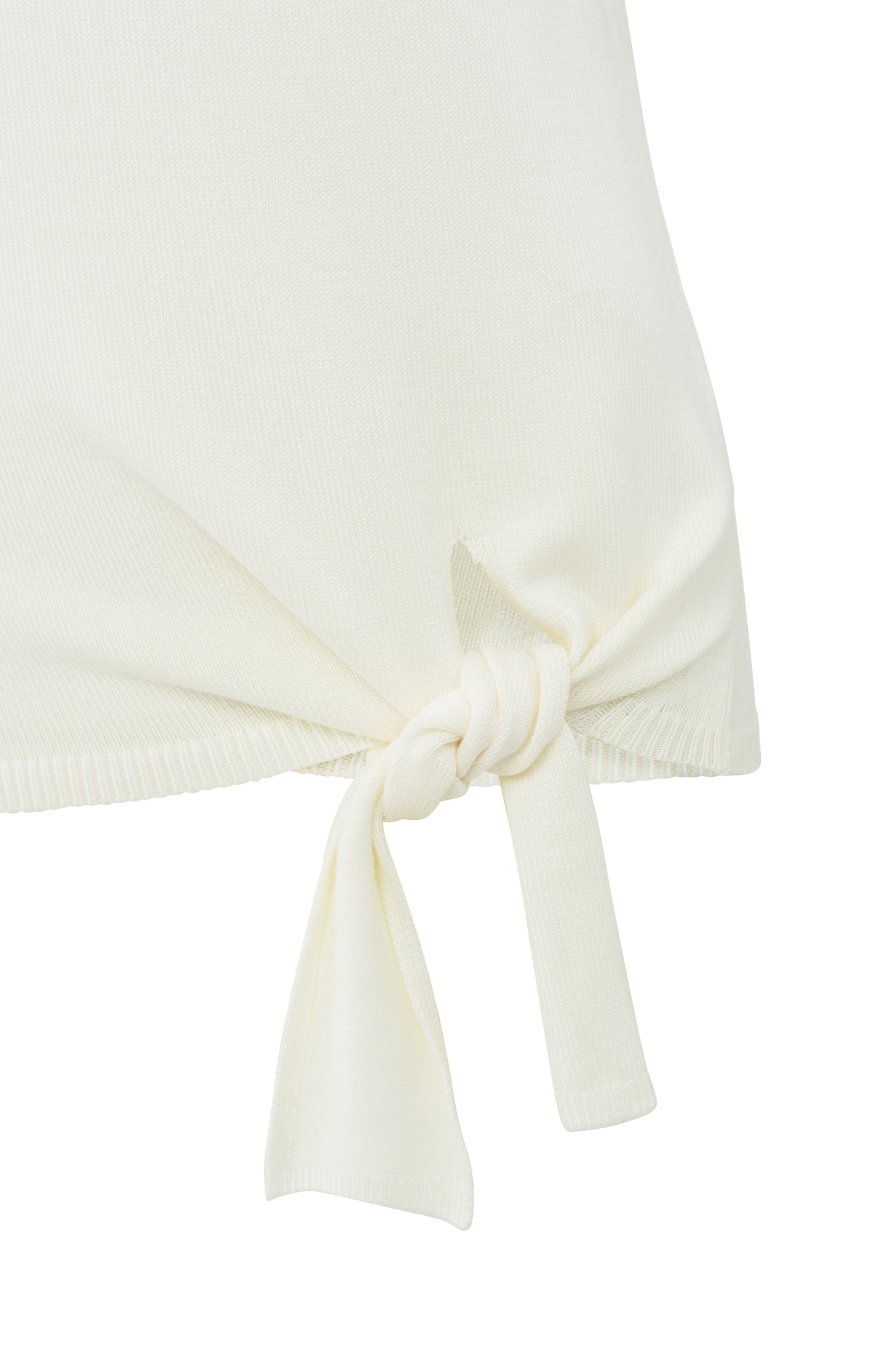 Off White mouwloze trui met knoopdetail in de taille en ronde hals - YAYA